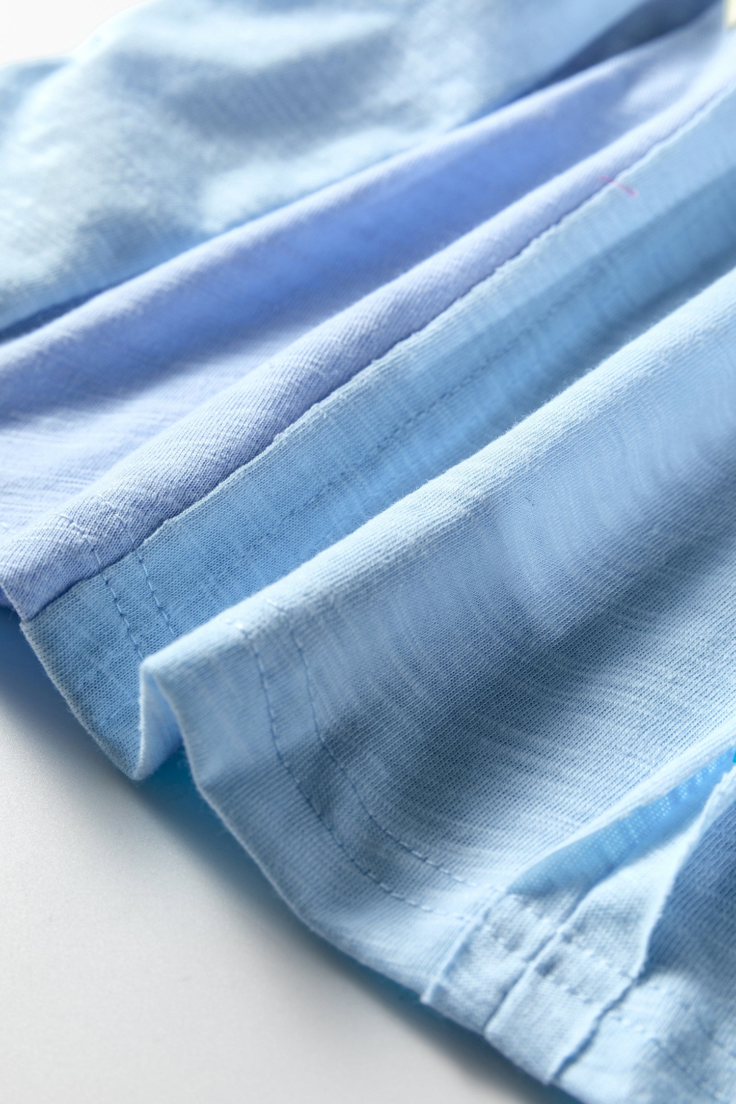 Light Blue Flower Patched Exposed Seam Bracelet Sleeve Oversized T Shirt-Bracelet-[Adult]-[Female]-2022 Online Blue Zone Planet