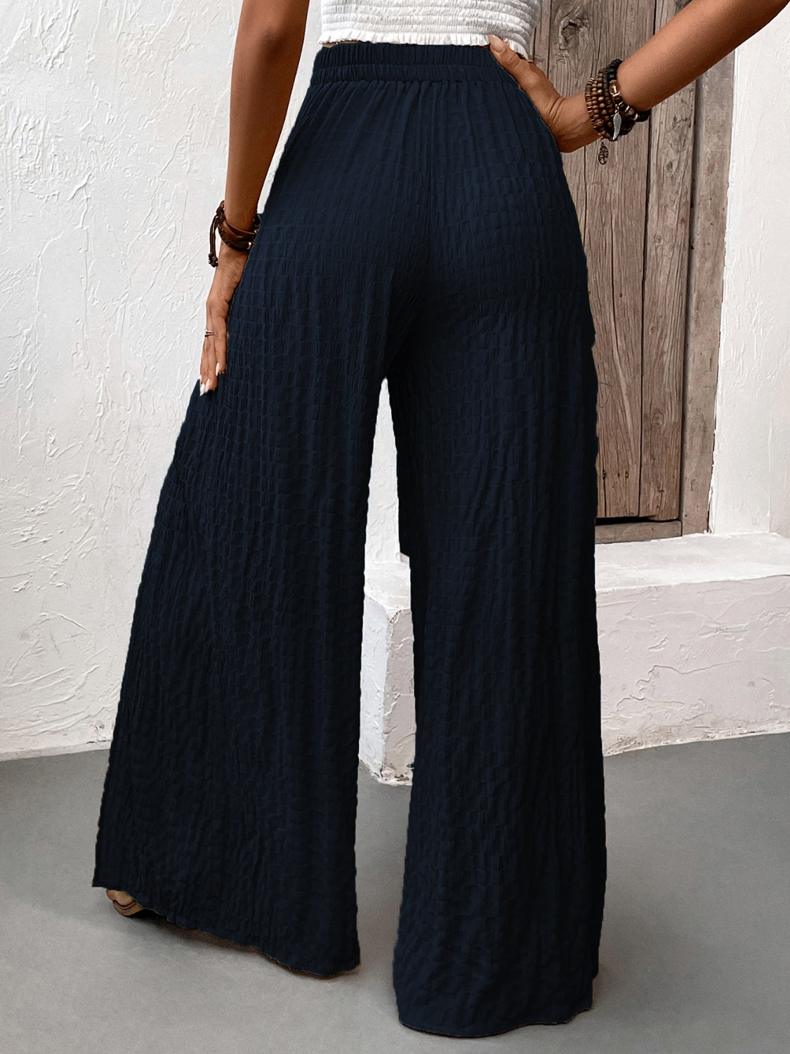 Honey Tied Slit Wide Leg Pants-BOTTOMS SIZES SMALL MEDIUM LARGE-[Adult]-[Female]-2022 Online Blue Zone Planet