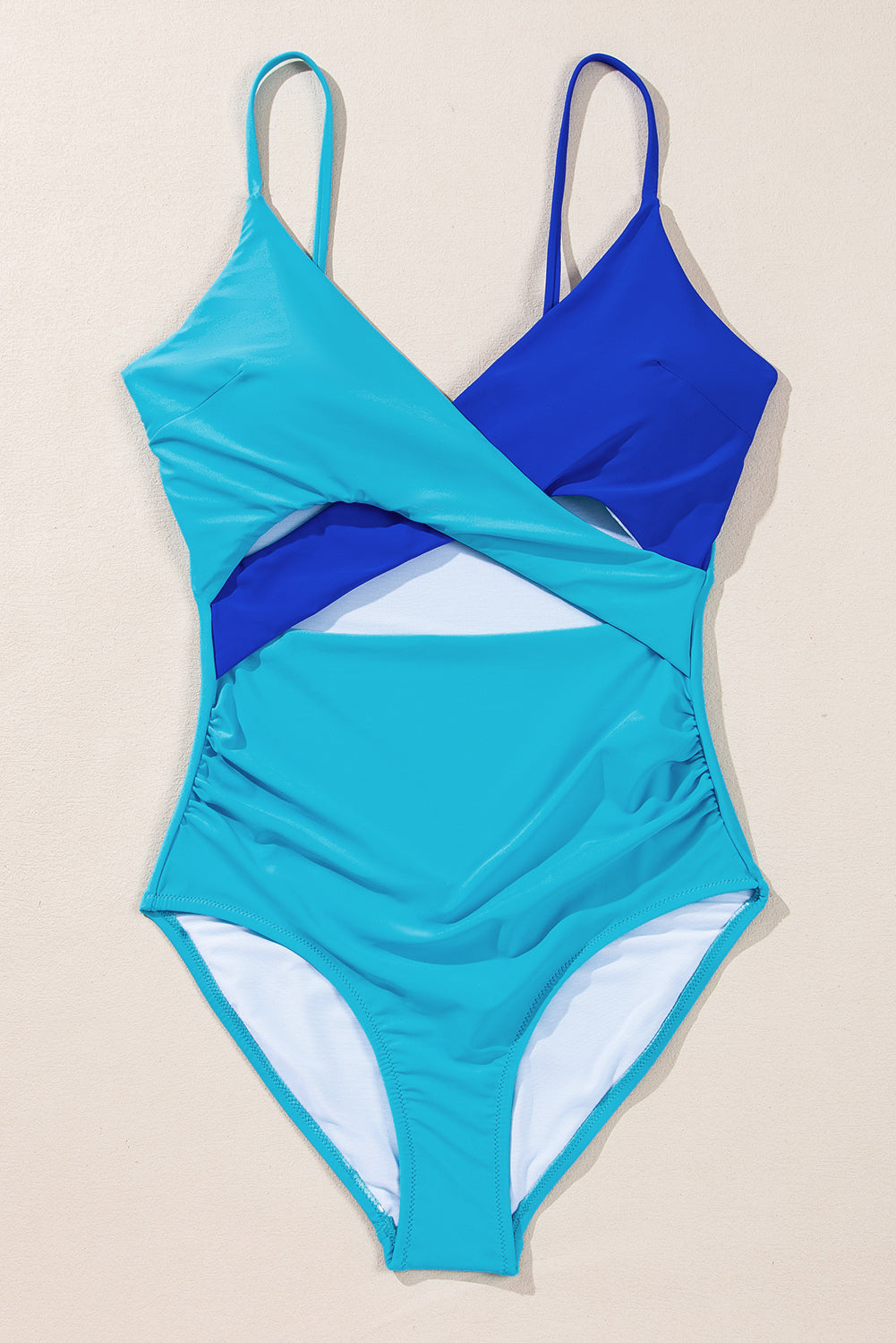 Rose Red Crossover Colorblock Cutout One Piece Swimsuit-Swimwear/One Piece Swimsuit-[Adult]-[Female]-2022 Online Blue Zone Planet