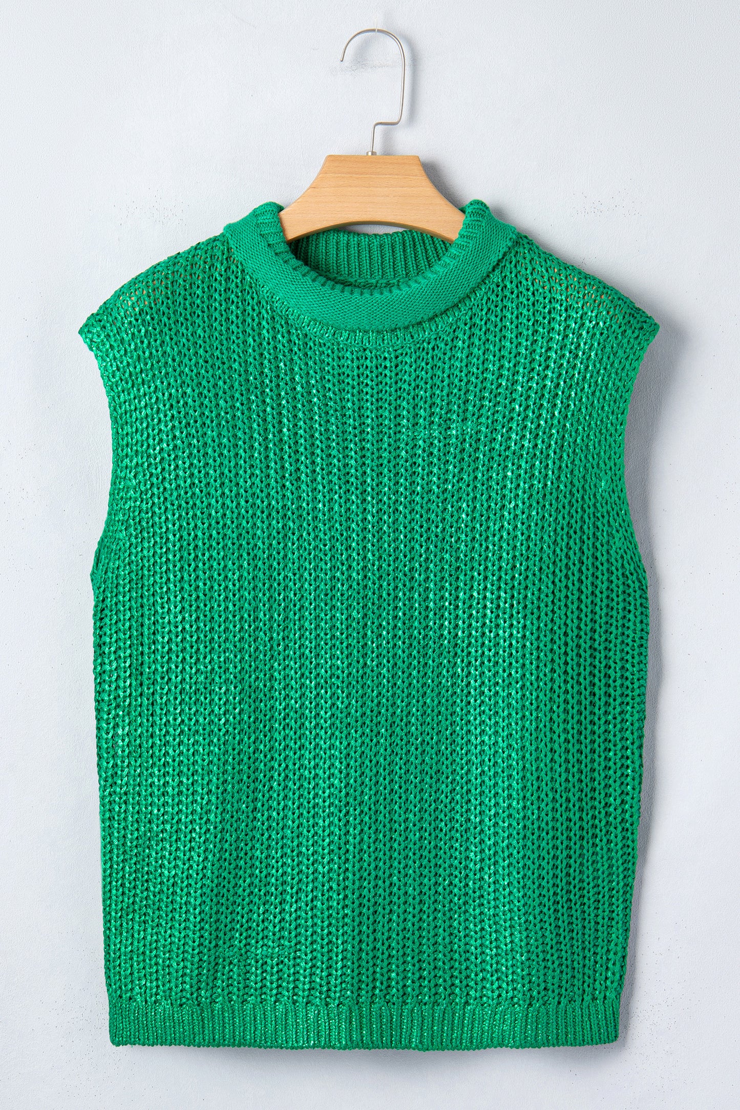 Bright Green Solid Color Knit High Neck Short Sleeve Sweater-TOPS / DRESSES-[Adult]-[Female]-2022 Online Blue Zone Planet
