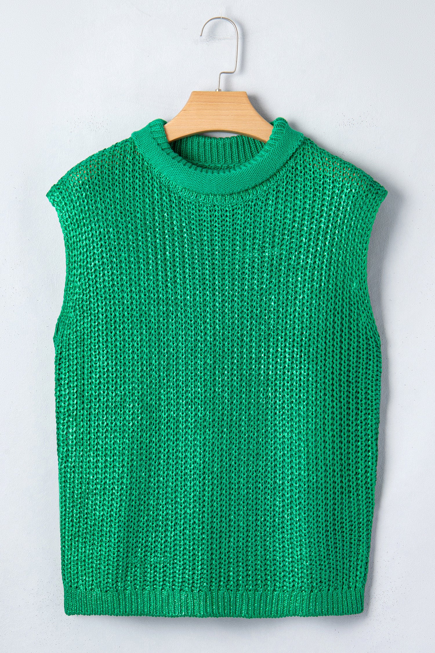 Bright Green Solid Color Knit High Neck Short Sleeve Sweater-TOPS / DRESSES-[Adult]-[Female]-2022 Online Blue Zone Planet