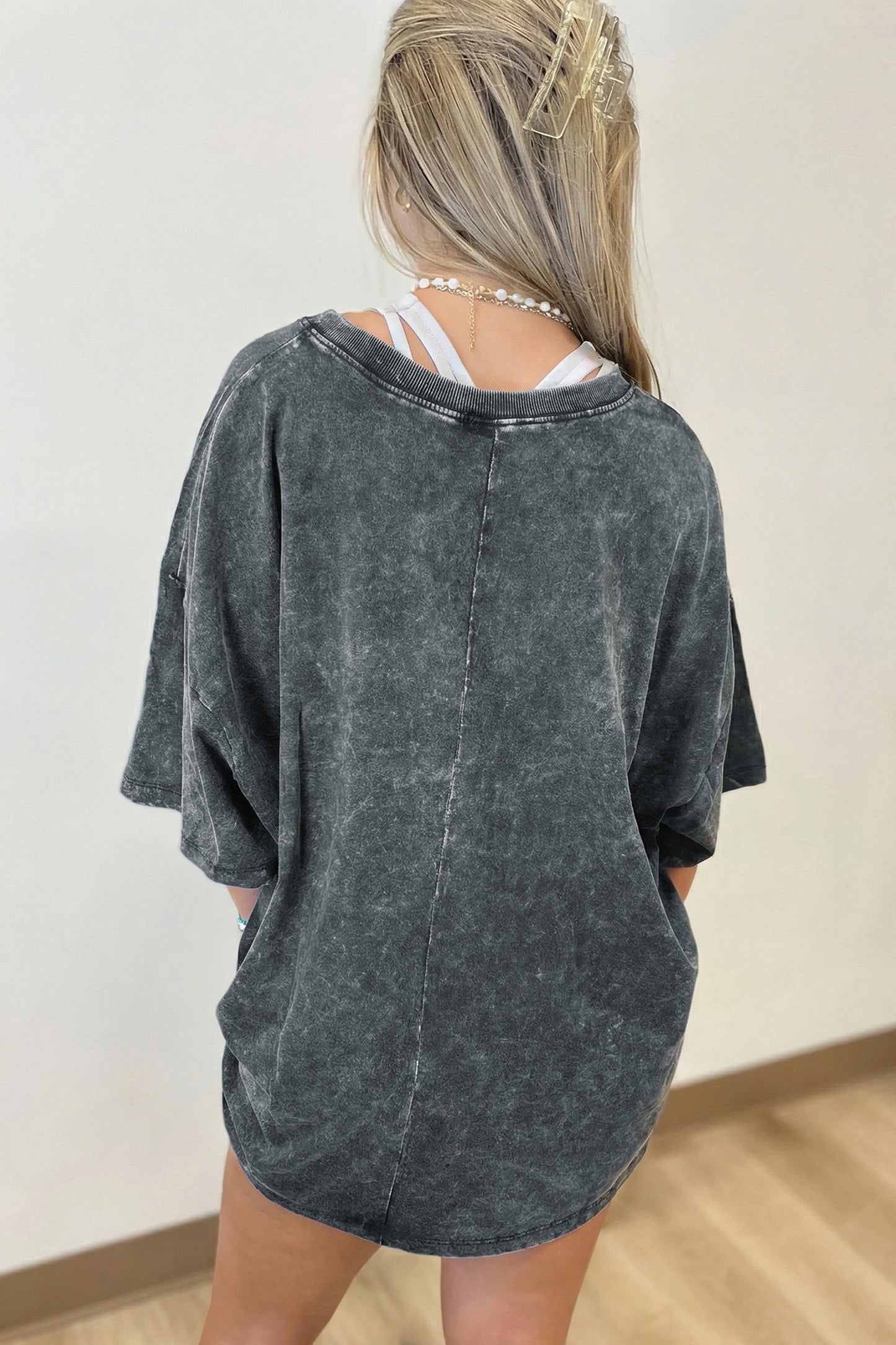 Mint Green Solid Color Cotton Mineral Washed Oversize Tee-Tops/Tops & Tees-[Adult]-[Female]-2022 Online Blue Zone Planet