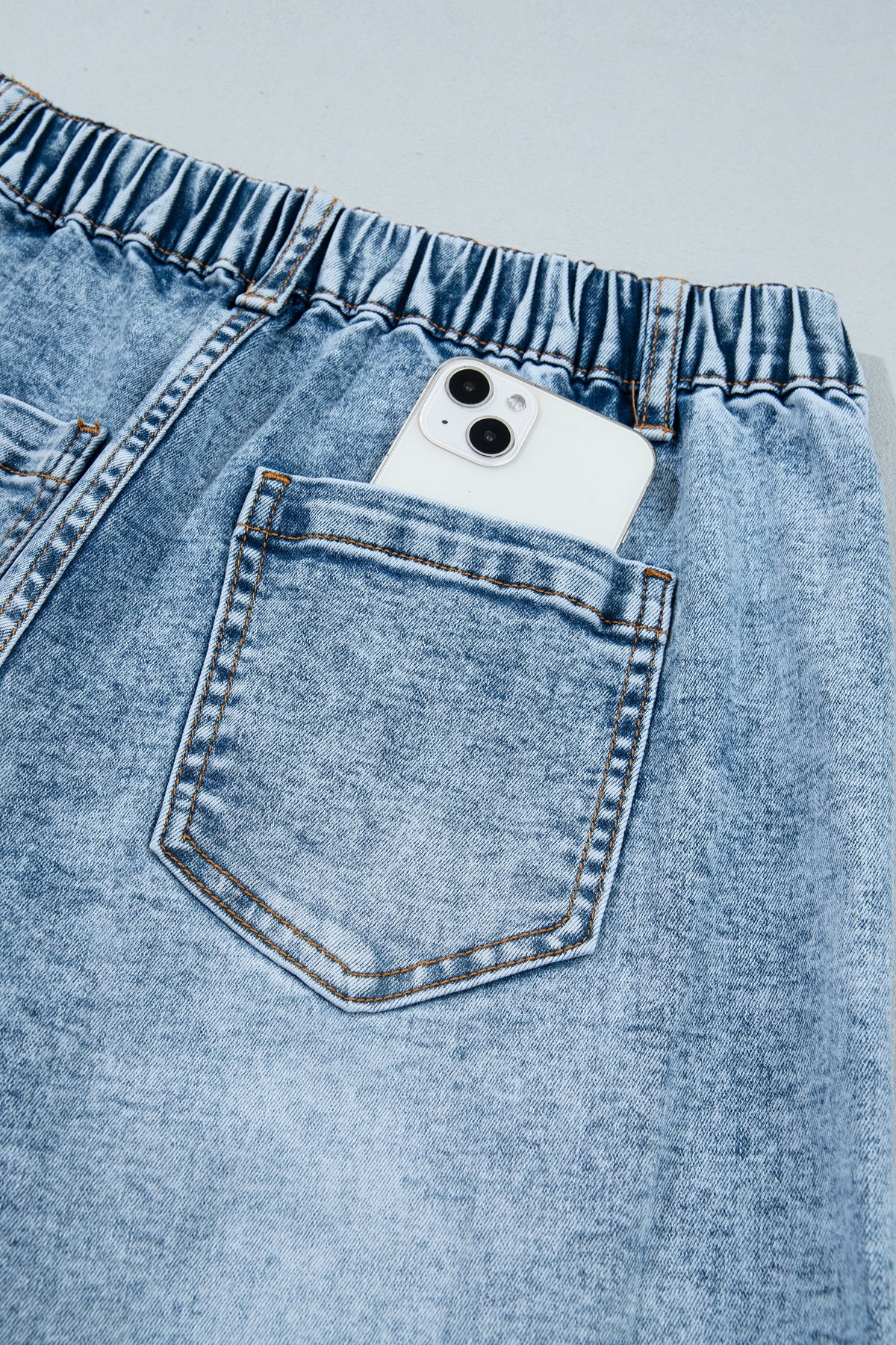 Beau Blue Frayed Studded Detail Wide Leg Pocketed Jeans-Bottoms/Jeans-[Adult]-[Female]-2022 Online Blue Zone Planet
