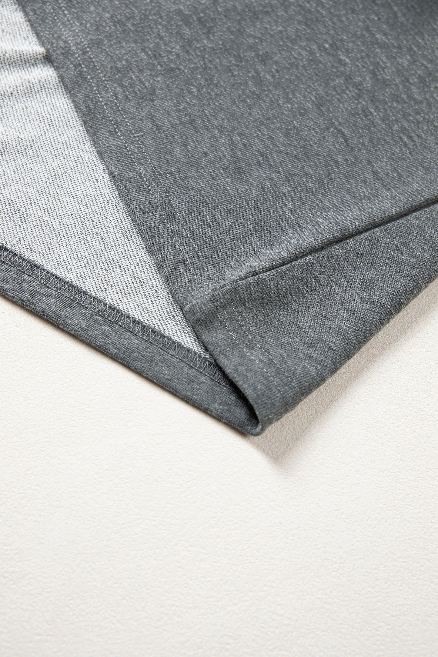 Carbon Grey Denim Color Block Patchwork Shirt Collar Short Sleeve Blouse-Tops/Blouses & Shirts-[Adult]-[Female]-2022 Online Blue Zone Planet