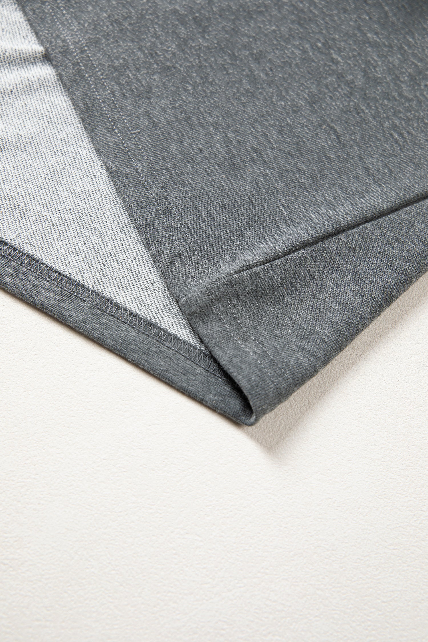 Carbon Grey Denim Color Block Patchwork Shirt Collar Short Sleeve Blouse-Tops/Blouses & Shirts-[Adult]-[Female]-2022 Online Blue Zone Planet
