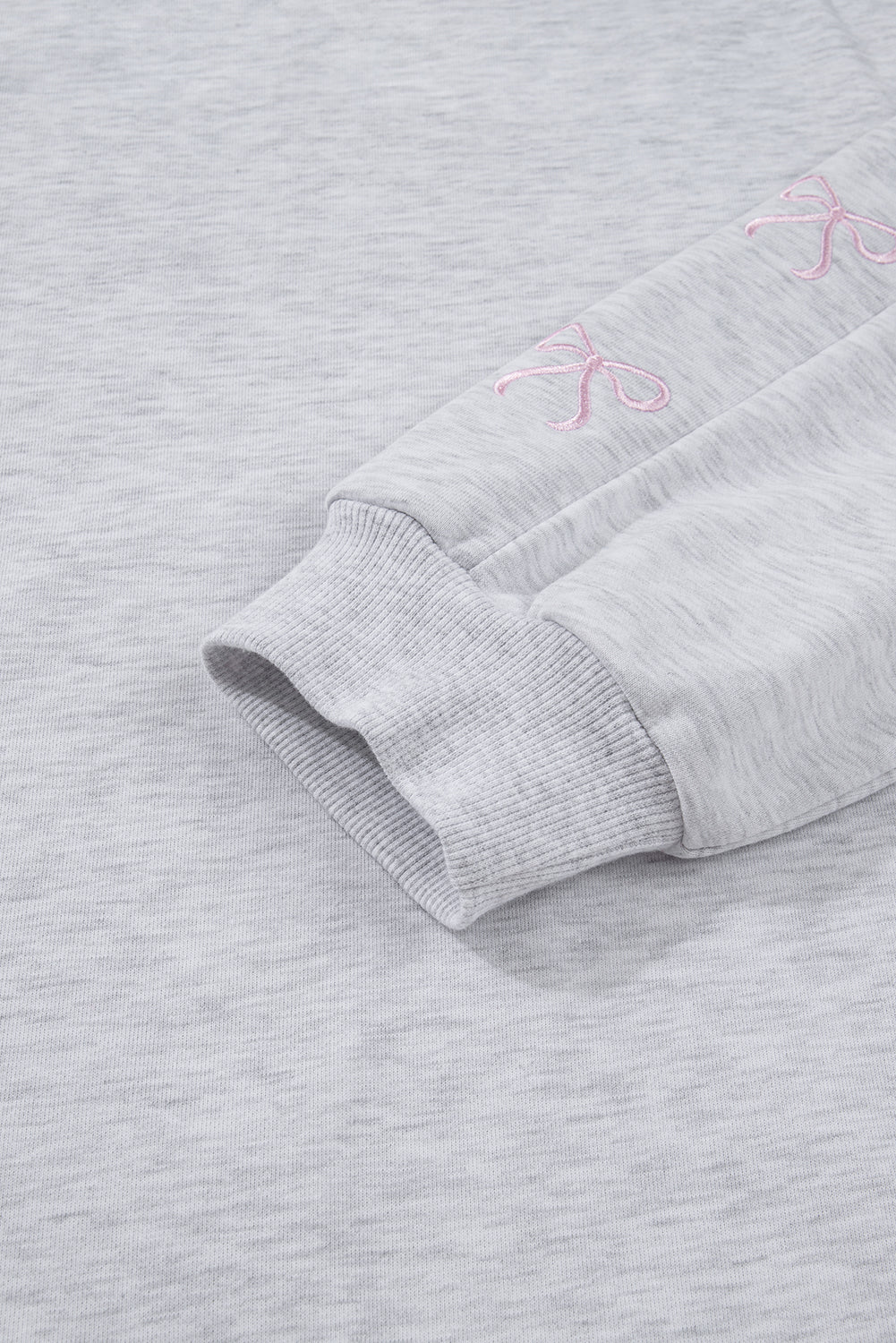 Light Grey Girly Bow Embroidered Puff Sleeve Pullover Loose Shorts Plus 2pcs Outfit-Plus Size/Plus Size Loungewear-[Adult]-[Female]-2022 Online Blue Zone Planet