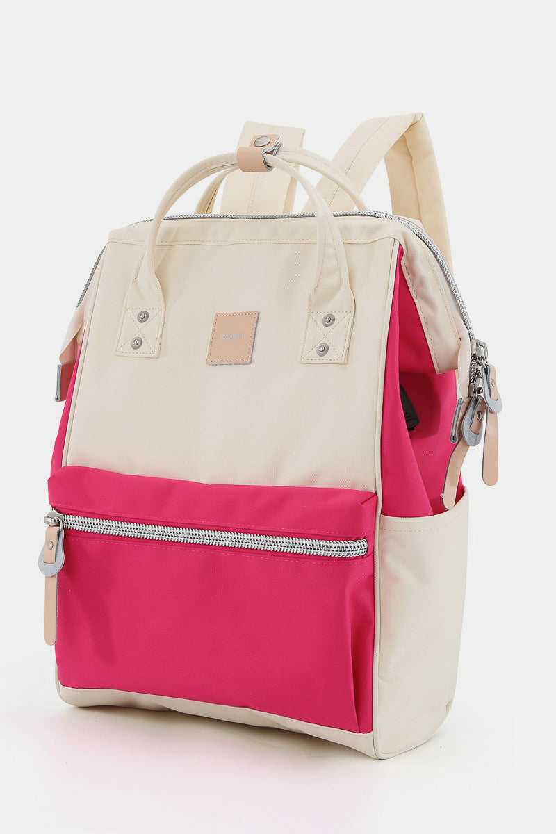 Himawari Water Resistant Canvas Backpack Bag with Side Pockets-BACKPACKS-[Adult]-[Female]-Magenta/Cream-One Size-2022 Online Blue Zone Planet