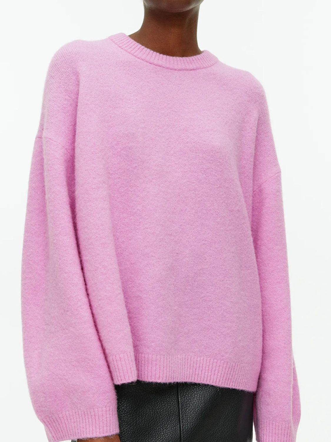 Round Neck Drop Shoulder Sweater-TOPS / DRESSES-[Adult]-[Female]-Pink-One Size-2022 Online Blue Zone Planet