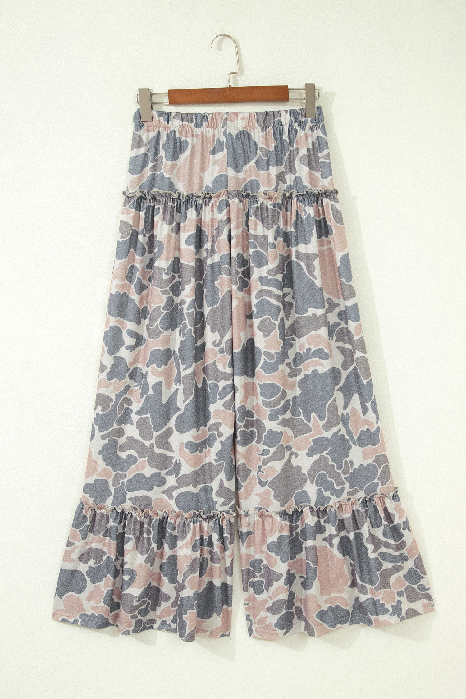 Multicolour Camo Print Wide Leg Casual Pants-Bottoms/Pants & Culotte-[Adult]-[Female]-2022 Online Blue Zone Planet