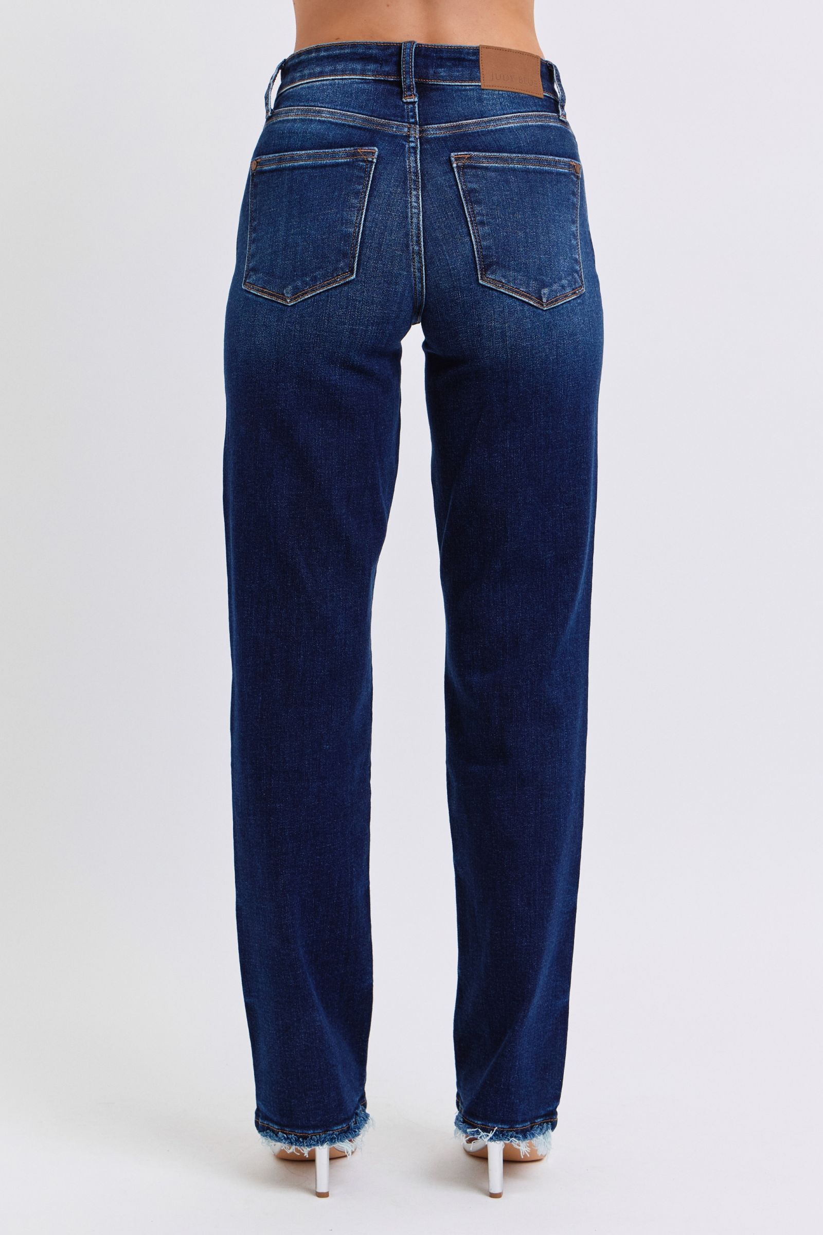 Judy Blue Full Size Raw Hem Straight Leg Jeans-BOTTOMS SIZES SMALL MEDIUM LARGE-[Adult]-[Female]-2022 Online Blue Zone Planet