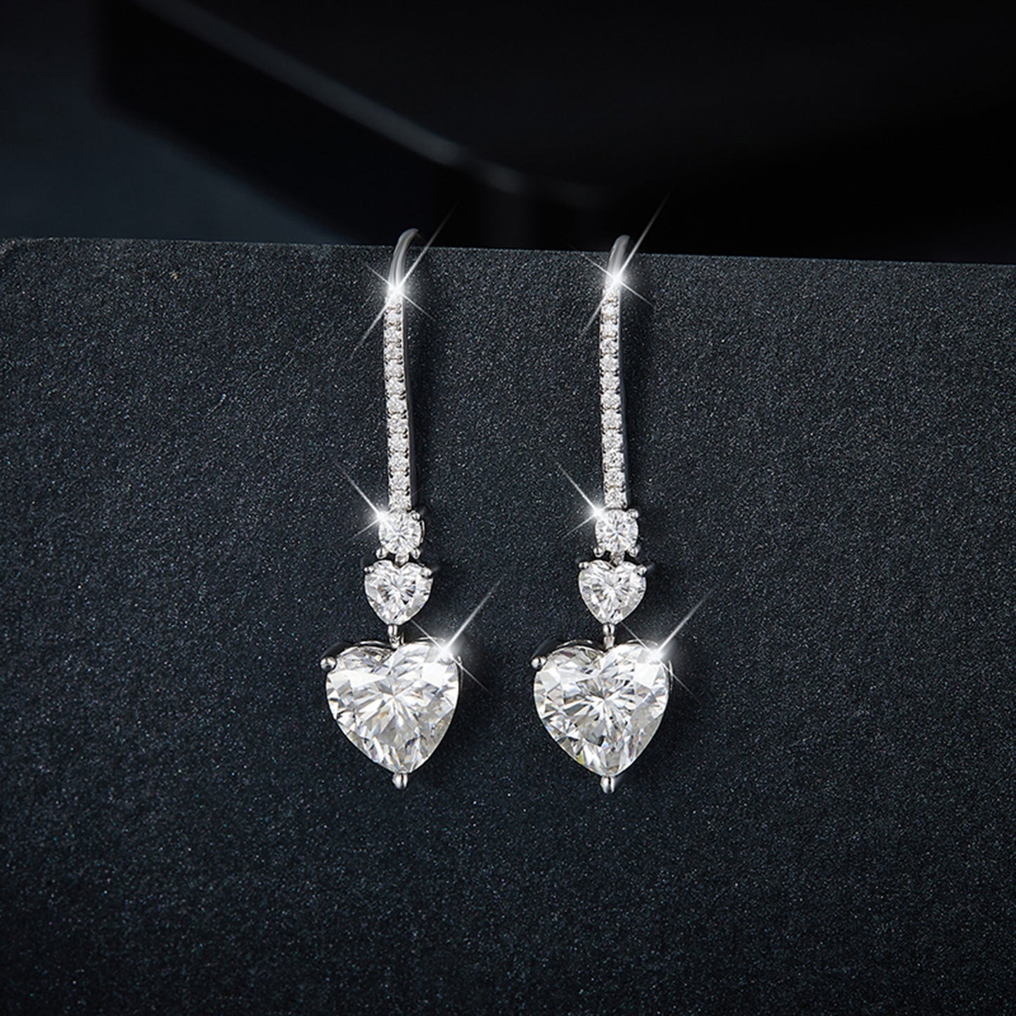 5.44 Carat 925 Sterling Silver Moissanite Heart Drop Earrings-EARRINGS-[Adult]-[Female]-Silver-One Size-2022 Online Blue Zone Planet