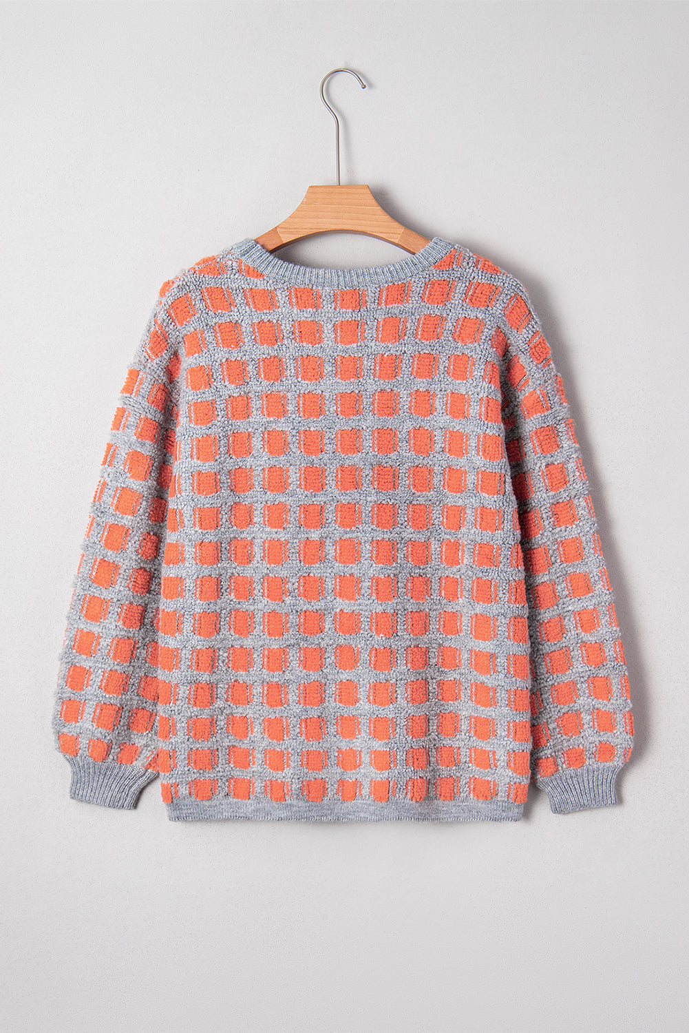 Pink Checkered Oversized Side Slit Sweater-TOPS / DRESSES-[Adult]-[Female]-2022 Online Blue Zone Planet