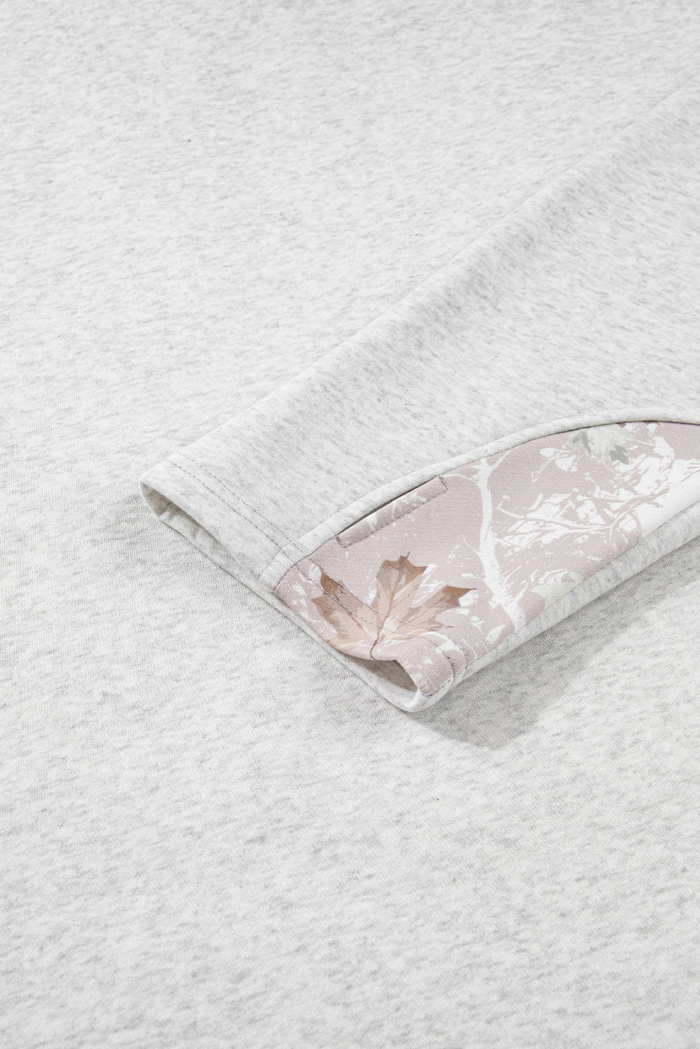 Gray Camo Leaves Patchwork Zipped Collar Pullover Plus Size Sweatshirt-Plus Size/Plus Size Sweatshirts & Hoodies-[Adult]-[Female]-2022 Online Blue Zone Planet