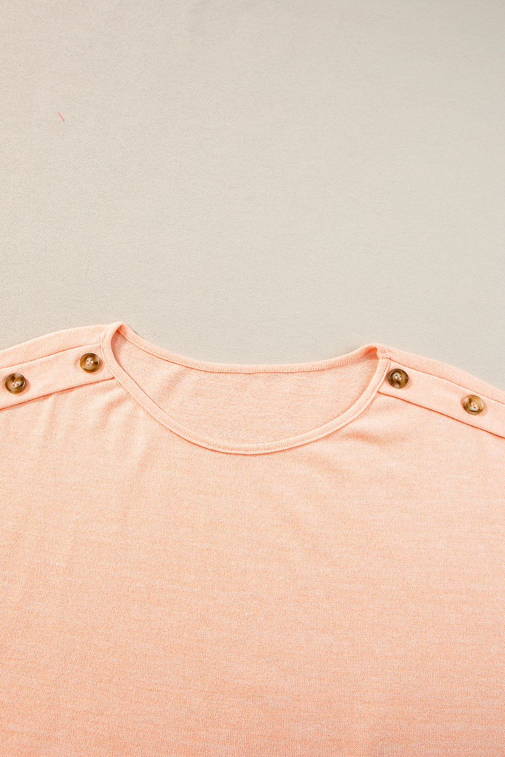 Apricot Pink Button Detail Batwing Sleeve Casual Tee-Tops/Tops & Tees-[Adult]-[Female]-2022 Online Blue Zone Planet