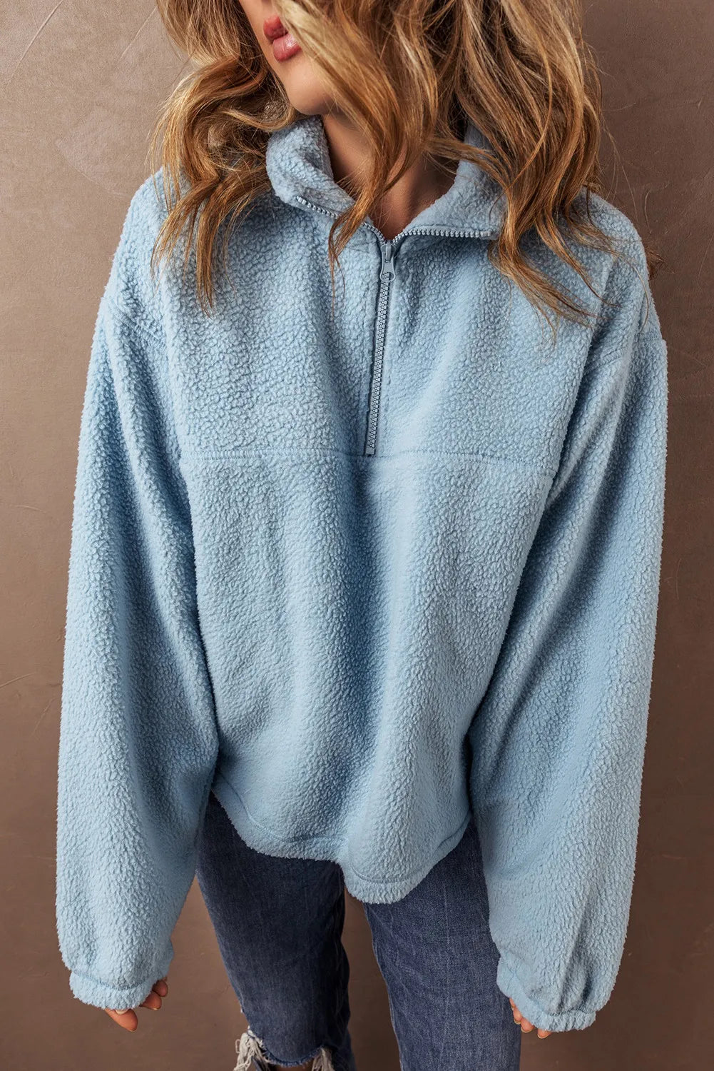 Half Zip Long Sleeve Sweatshirt-TOPS / DRESSES-[Adult]-[Female]-2022 Online Blue Zone Planet