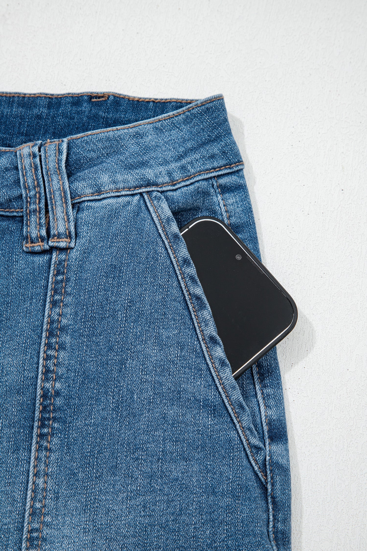 Sail Blue Exposed Stitching Straight Jeans-Bottoms/Jeans-[Adult]-[Female]-2022 Online Blue Zone Planet