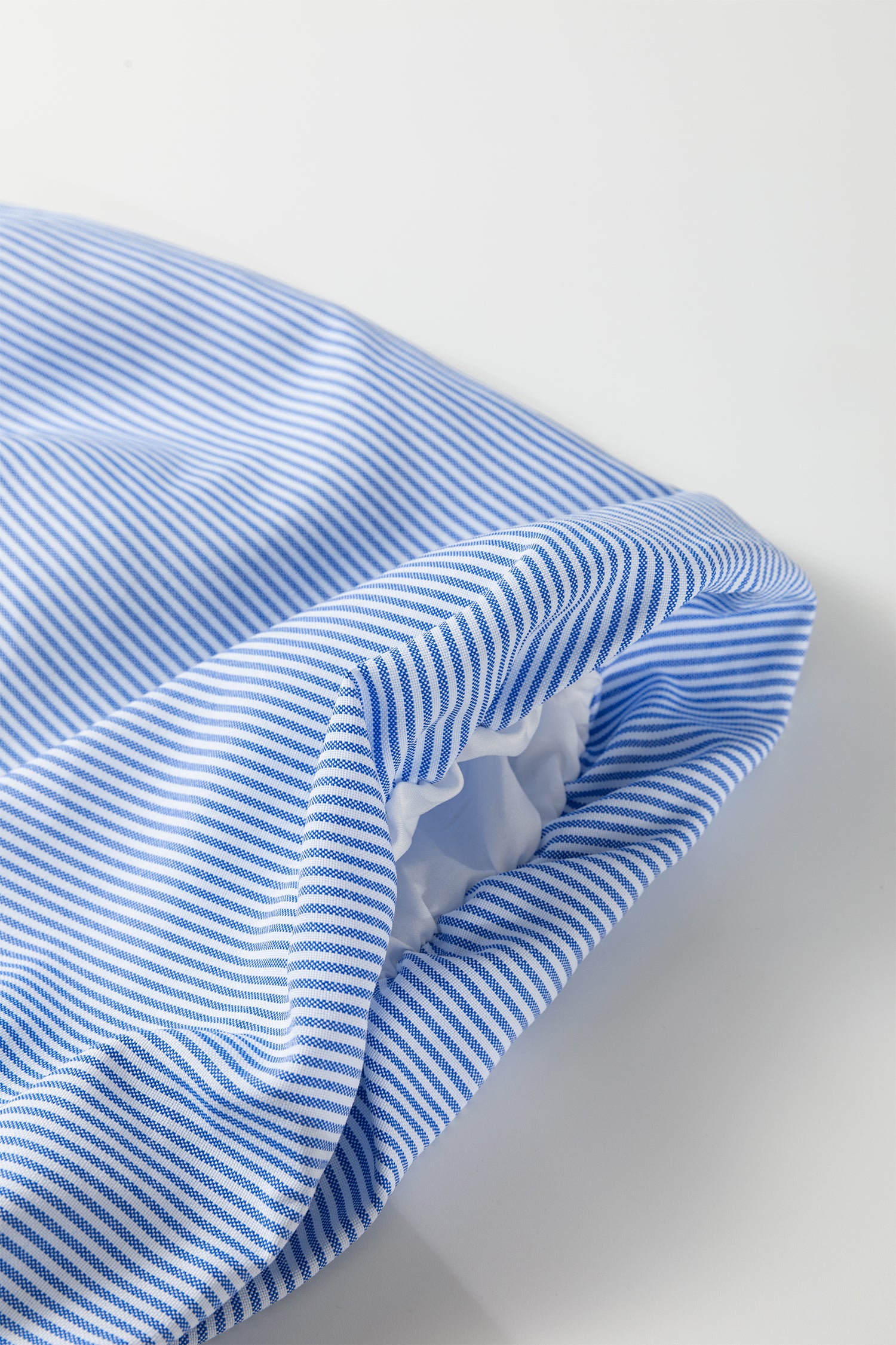 Sky Blue Stripe Shirred Detail Collar V Neck Plus Size Midi Dress-TOPS / DRESSES-[Adult]-[Female]-2022 Online Blue Zone Planet