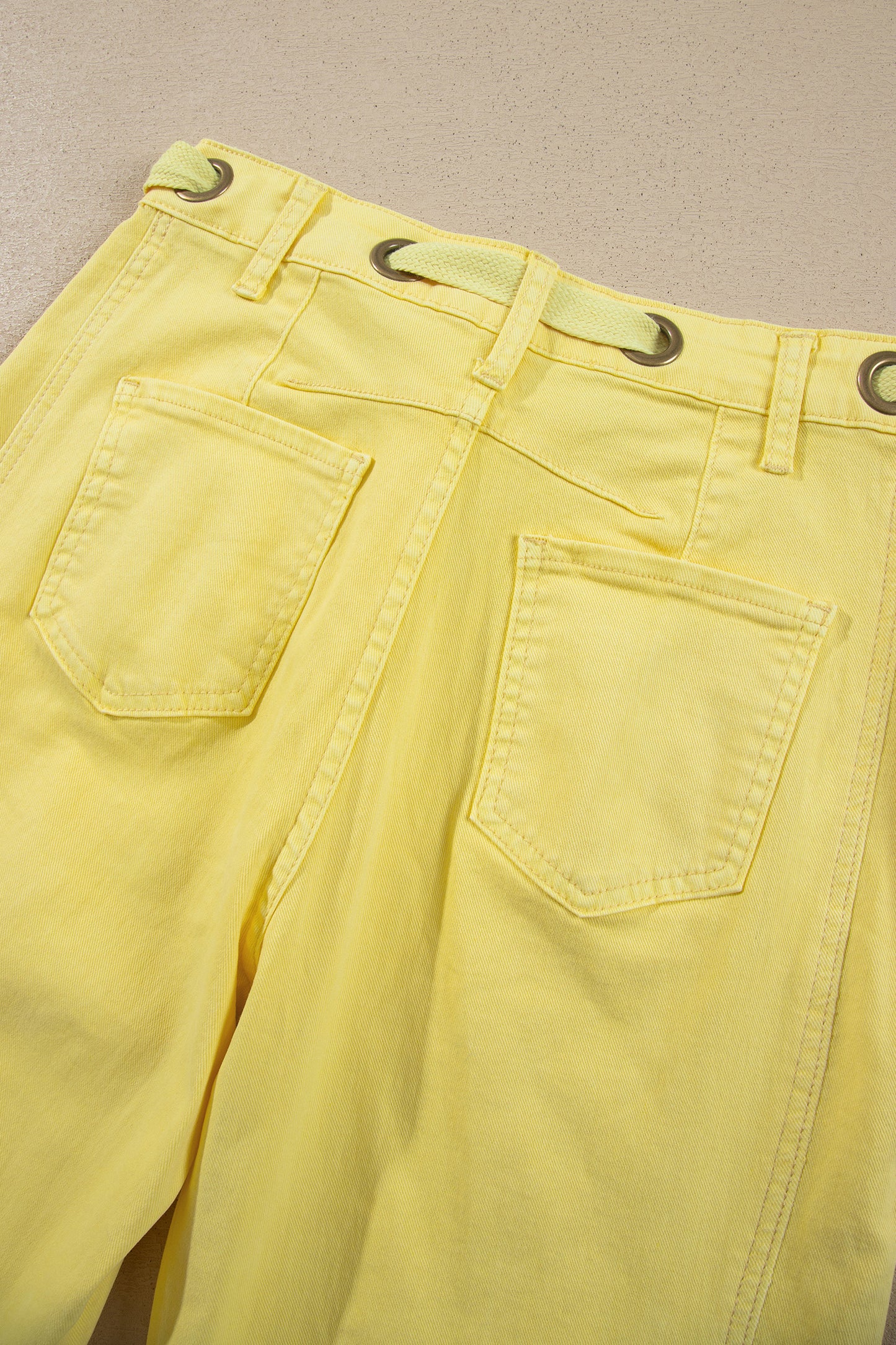 Light Pink Solid Color Grommet Detail Knot Waist Barrel Jeans-Bottoms/Jeans-[Adult]-[Female]-2022 Online Blue Zone Planet
