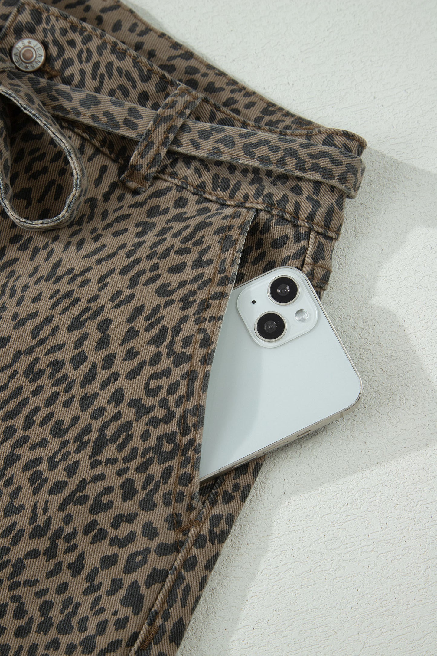 Black Leopard Print Loose Denim Shorts-Bottoms/Denim Shorts-[Adult]-[Female]-2022 Online Blue Zone Planet