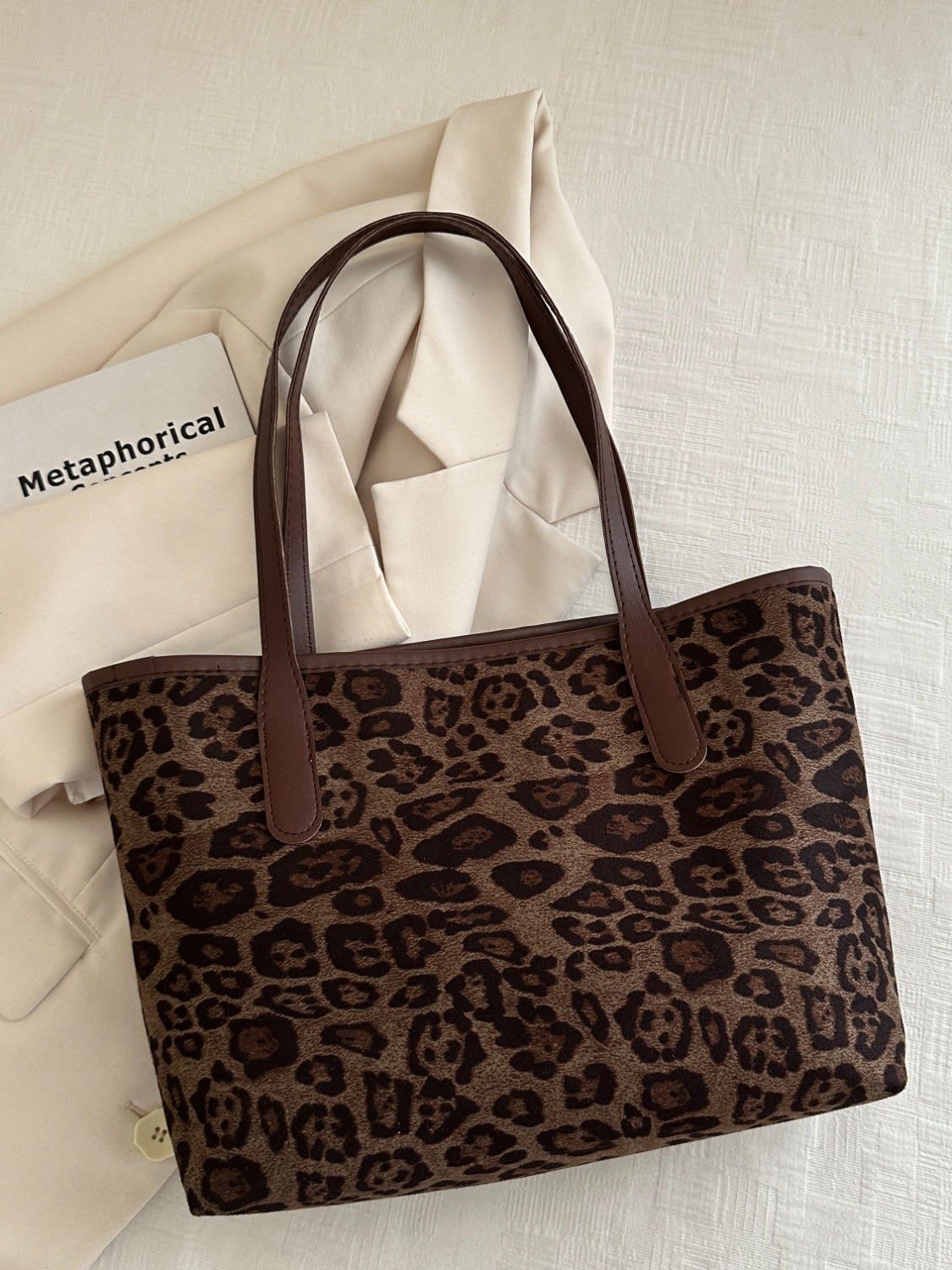 Leopard Polyester Tote Bag-HANDBAGS-[Adult]-[Female]-2022 Online Blue Zone Planet