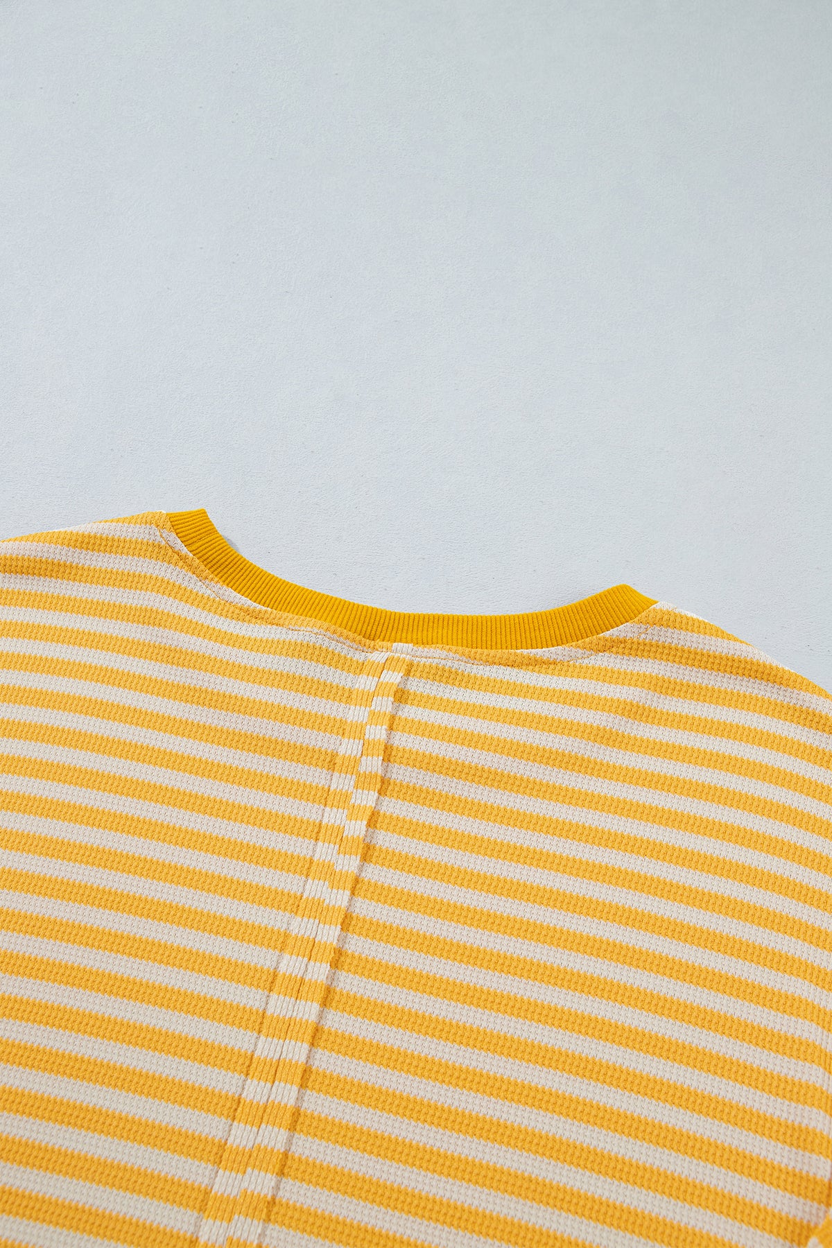 Khaki Stripe Textured Knit Color Block Trim Split Hem Long Sleeve Top-Tops/Long Sleeve Tops-[Adult]-[Female]-2022 Online Blue Zone Planet