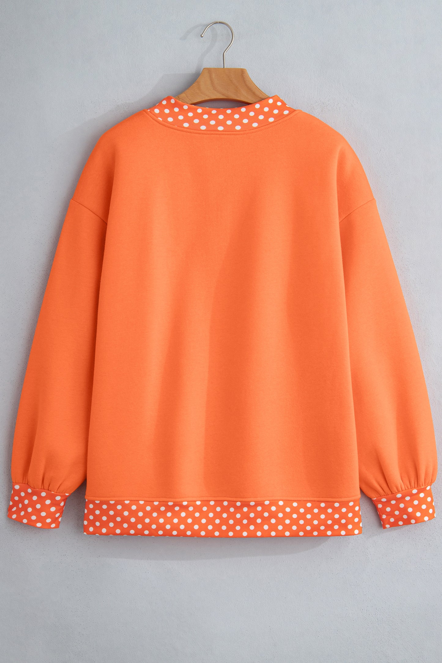 Racing Red Colorblock Polka Dot Contrast Trim Oversized Sweatshirt-Tops/Sweatshirts & Hoodies-[Adult]-[Female]-2022 Online Blue Zone Planet