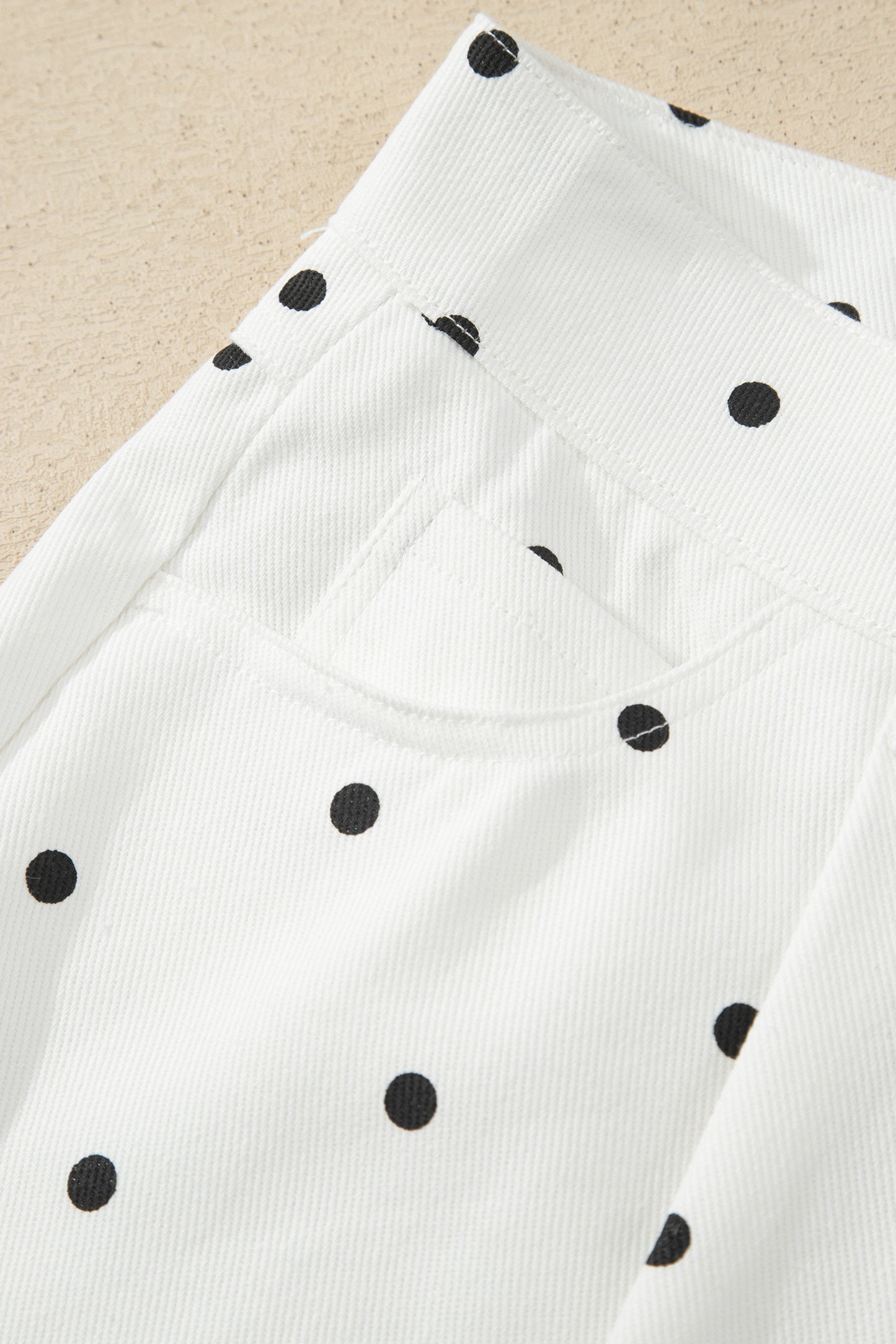 White Polka Dot Print Embroidered Scallop Hem Shorts-Bottoms/Casual Shorts-[Adult]-[Female]-2022 Online Blue Zone Planet
