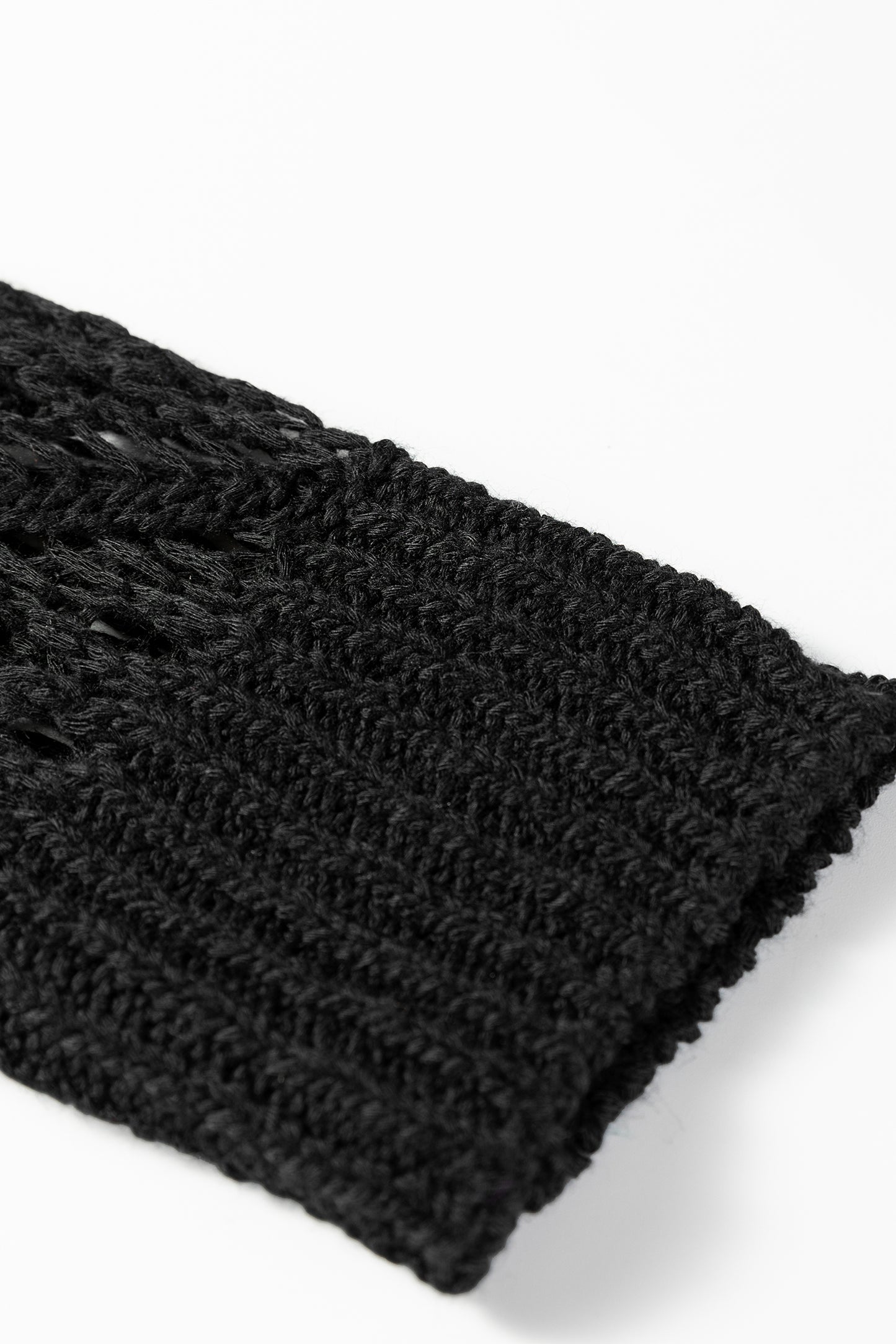 Black Solid V Neck Pointelle Knit Sleeve Patchwork Sweater-TOPS / DRESSES-[Adult]-[Female]-2022 Online Blue Zone Planet