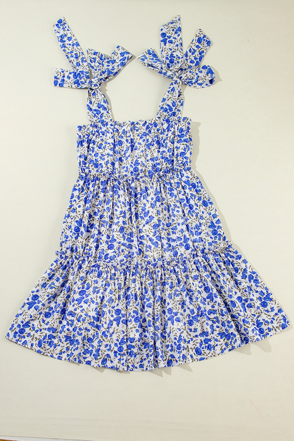 Blue Zone Planet | Blue Rose Floral Knotted Straps Tiered Babydoll Dress-TOPS / DRESSES-[Adult]-[Female]-2022 Online Blue Zone Planet