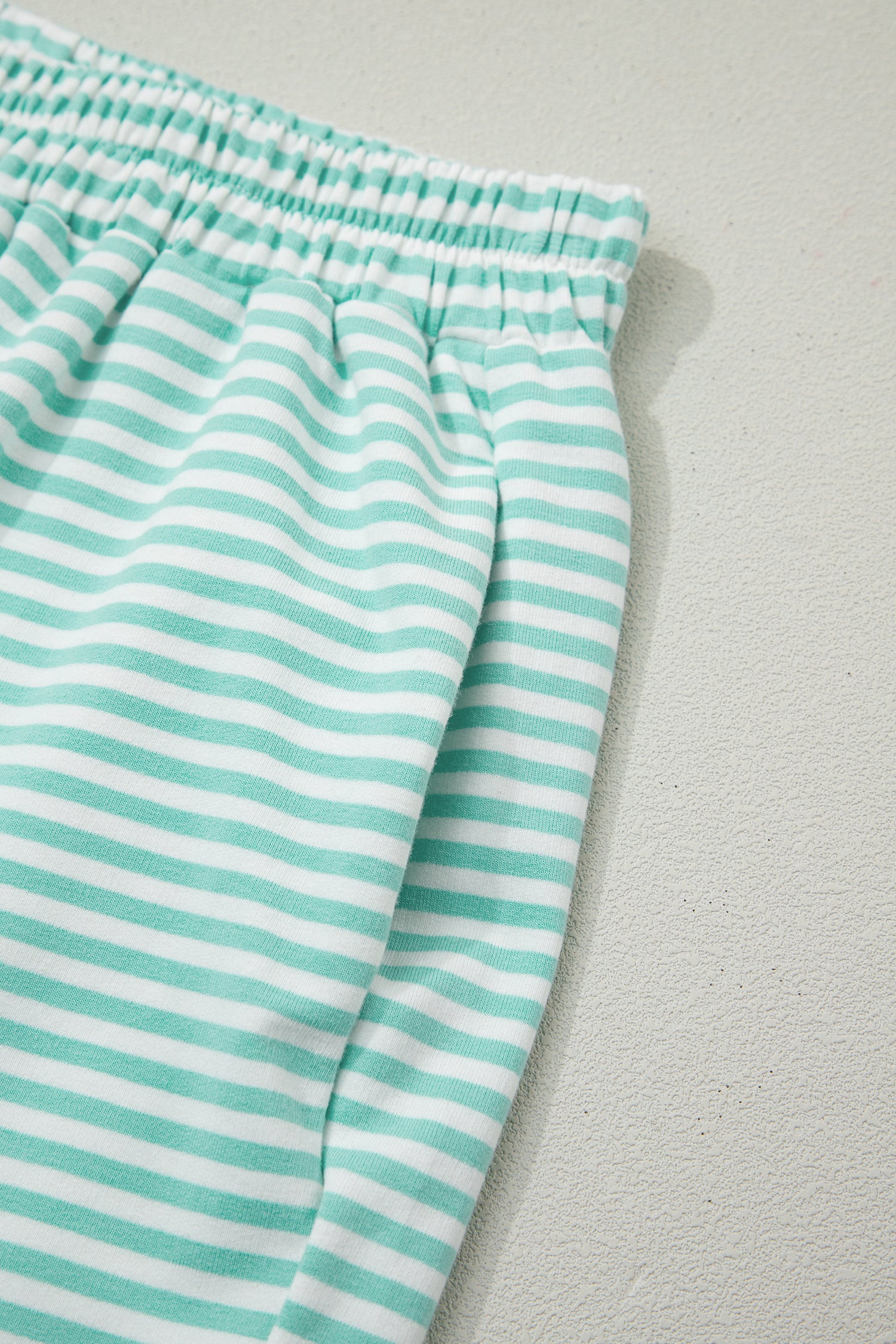 Sky Blue Stripe Oversize Mock Neck Sweatshirt and Shorts Set-Two Piece Sets/Short Sets-[Adult]-[Female]-2022 Online Blue Zone Planet
