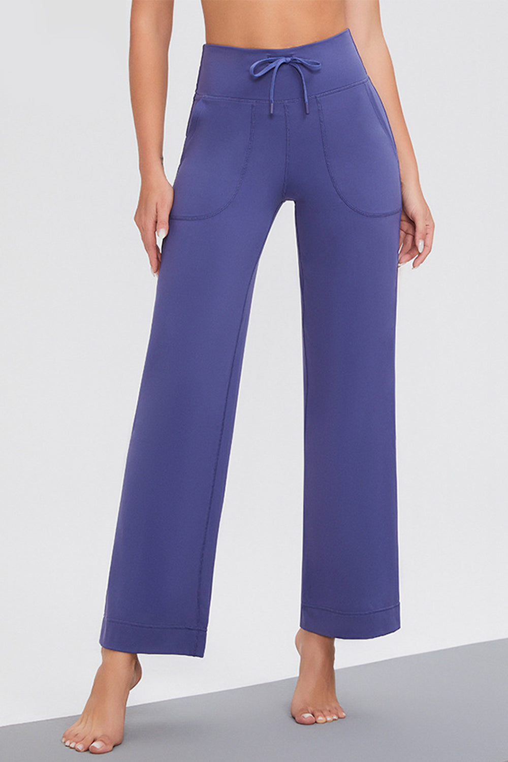 Basic Bae Full Size Drawstring High Waist Pants with Pockets-BOTTOMS SIZES SMALL MEDIUM LARGE-[Adult]-[Female]-2022 Online Blue Zone Planet