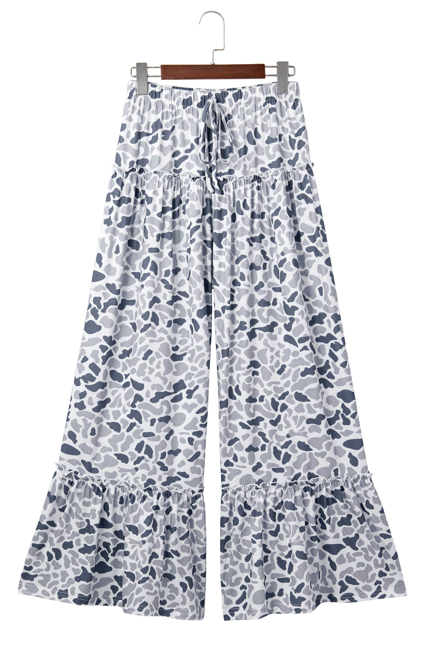 Beige Camo Print Wide Leg Casual Pants-Bottoms/Pants & Culotte-[Adult]-[Female]-2022 Online Blue Zone Planet
