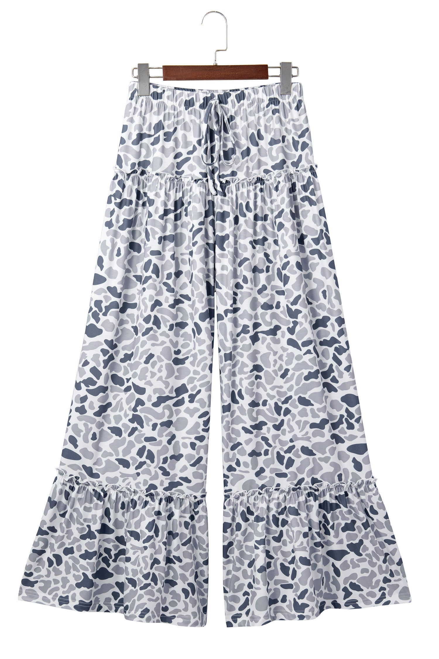 Beige Camo Print Wide Leg Casual Pants-Bottoms/Pants & Culotte-[Adult]-[Female]-2022 Online Blue Zone Planet