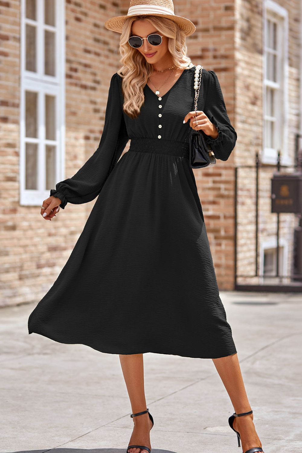 Asos Curve Tie Front Tea Dress Blue Planet Smocked V-Neck Flounce Sleeve Midi Dress Blue Black L By Blue Zone Planet Asos Curve Tie Front Tea Dress Blue Planet Smocked V-Neck Flounce Sleeve Midi Dress Blue Black L By Blue Zone Planet