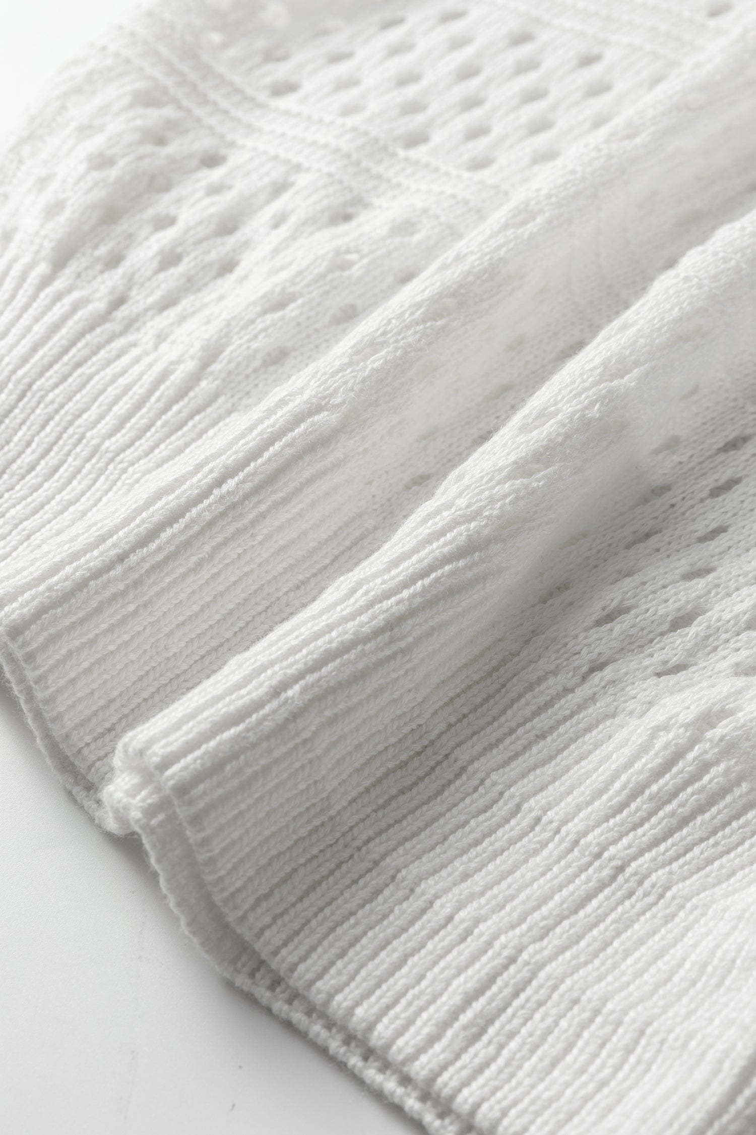 White Hollow Out Knit Round Neck Dolman Sweater-TOPS / DRESSES-[Adult]-[Female]-2022 Online Blue Zone Planet