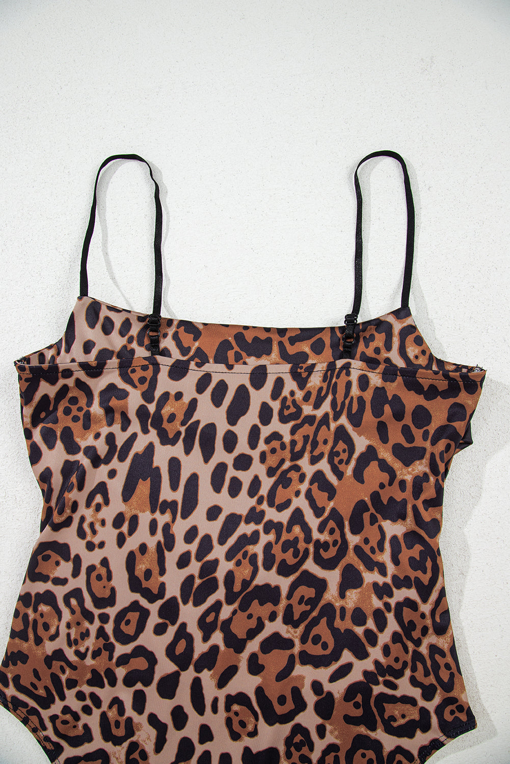 Brown Spaghetti Straps Ruched Leopard Bodysuit-Tops/Bodysuits-[Adult]-[Female]-2022 Online Blue Zone Planet