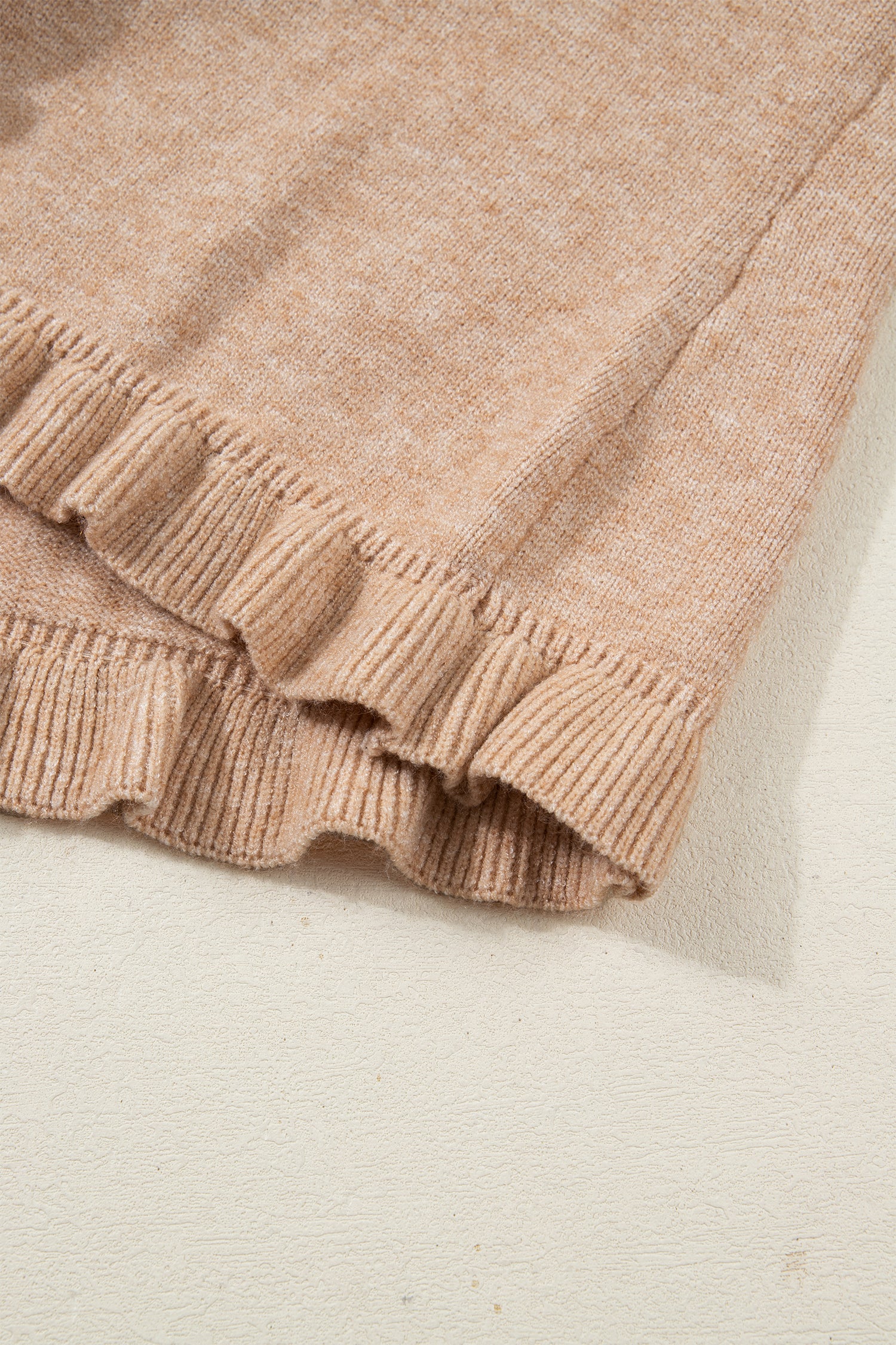 Oatmeal Ruffle Trim Gold Button Sweater Cardigan-Sweaters & Cardigans/Cardigans-[Adult]-[Female]-2022 Online Blue Zone Planet