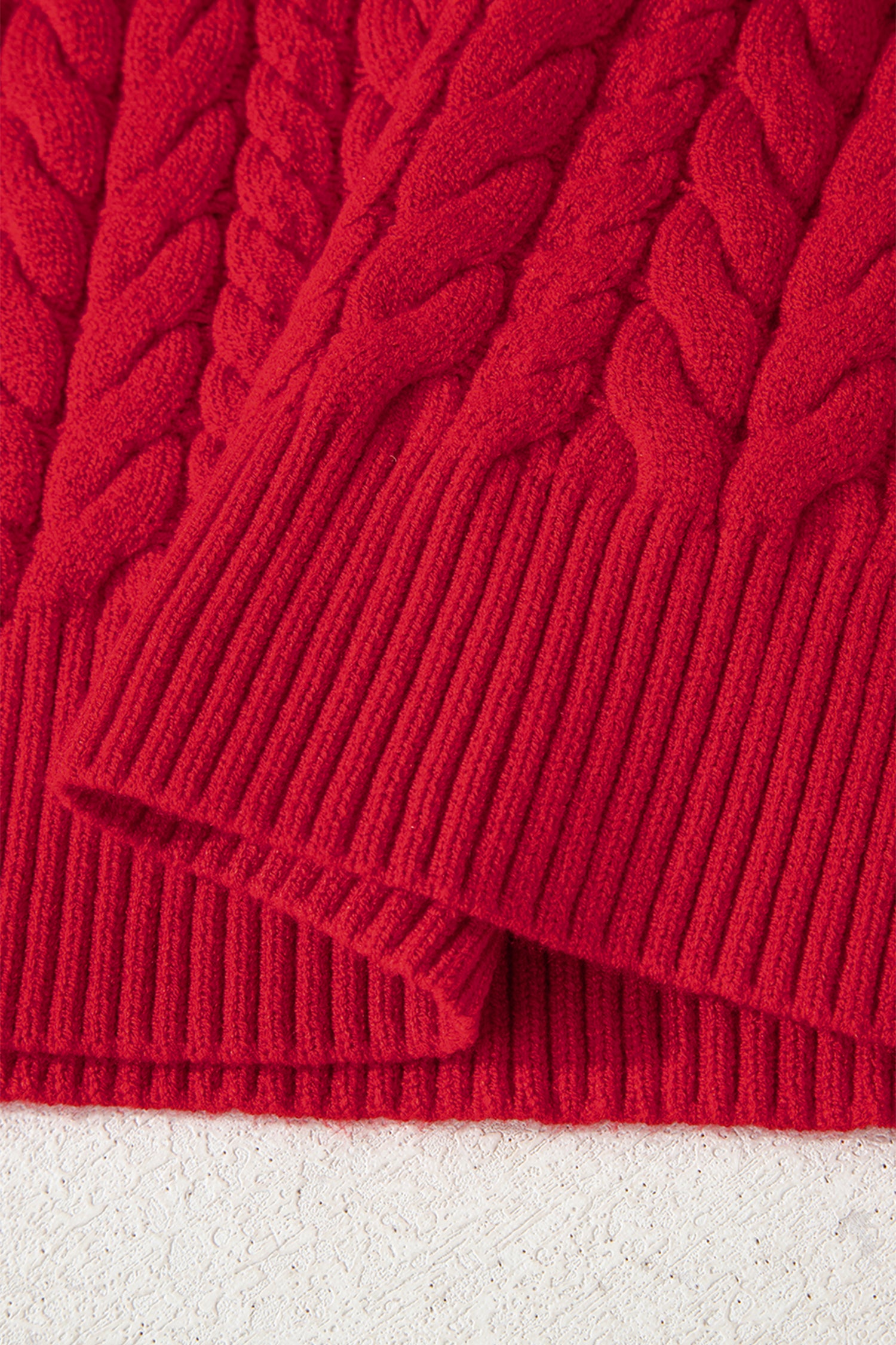 Fiery Red Cable Knit Baggy Sweater-TOPS / DRESSES-[Adult]-[Female]-2022 Online Blue Zone Planet