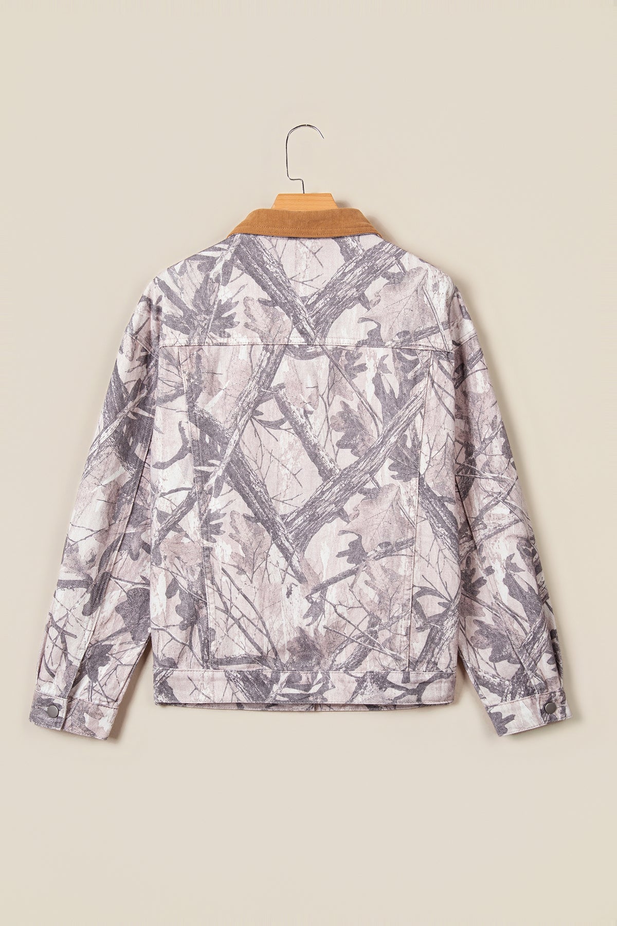 Gray Abstract Camo Print Colorblock Collar Oversized Shift Silhouette Denim Jacket-Outerwear/Denim jackets-[Adult]-[Female]-2022 Online Blue Zone Planet