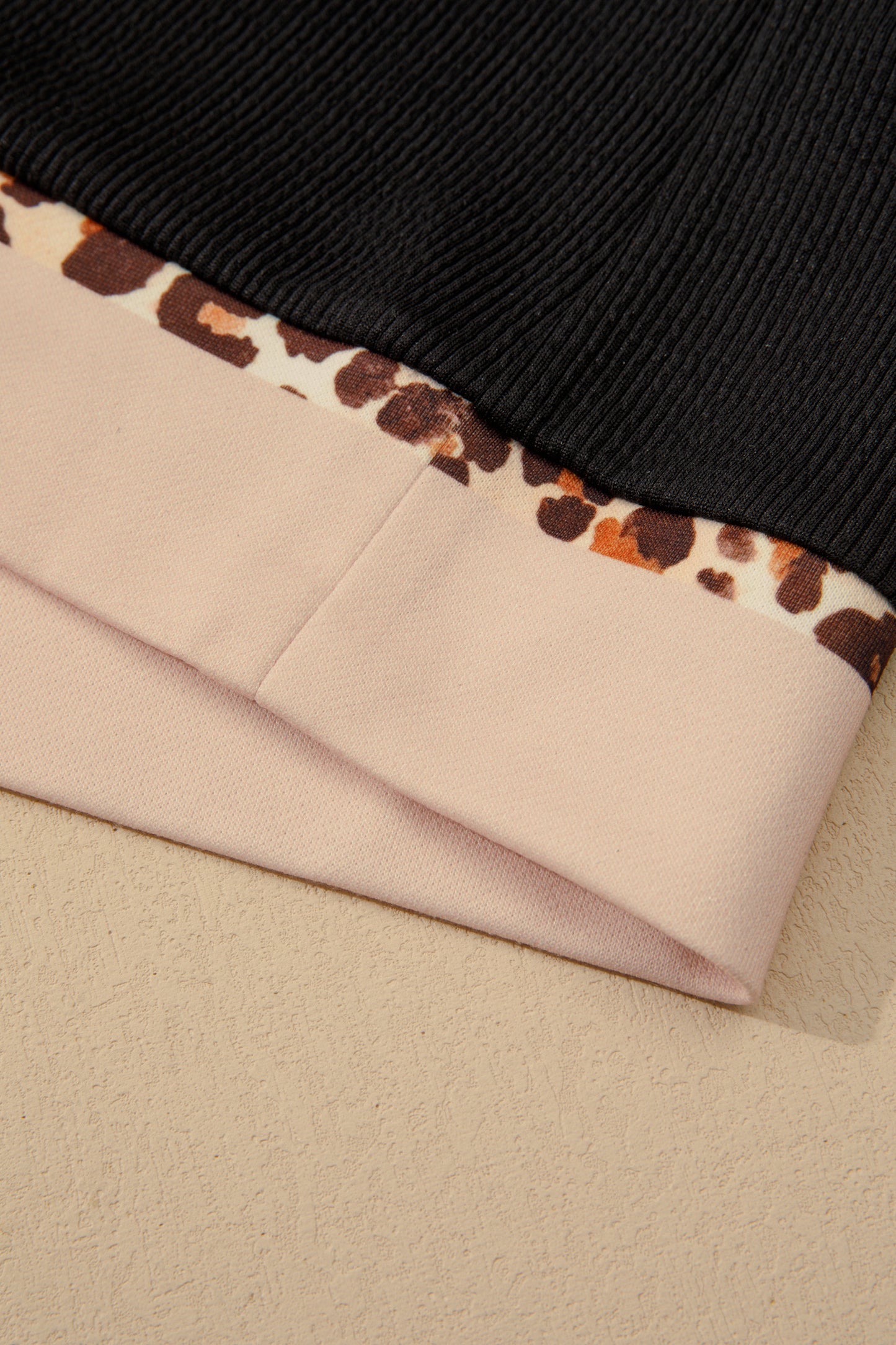 Black Contrast Color Block Leopard Trim Plus Size Ribbed Dress-TOPS / DRESSES-[Adult]-[Female]-2022 Online Blue Zone Planet