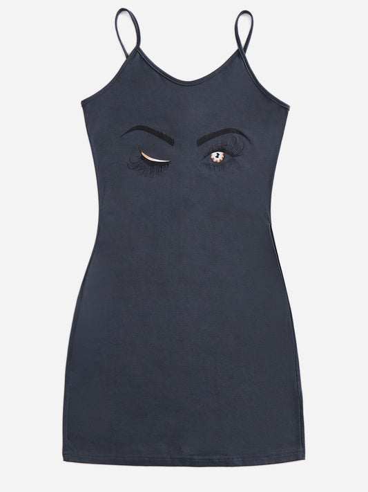 Graphic Scoop Neck Mini Cami Dress-TOPS / DRESSES-[Adult]-[Female]-Dark Navy-S-2022 Online Blue Zone Planet