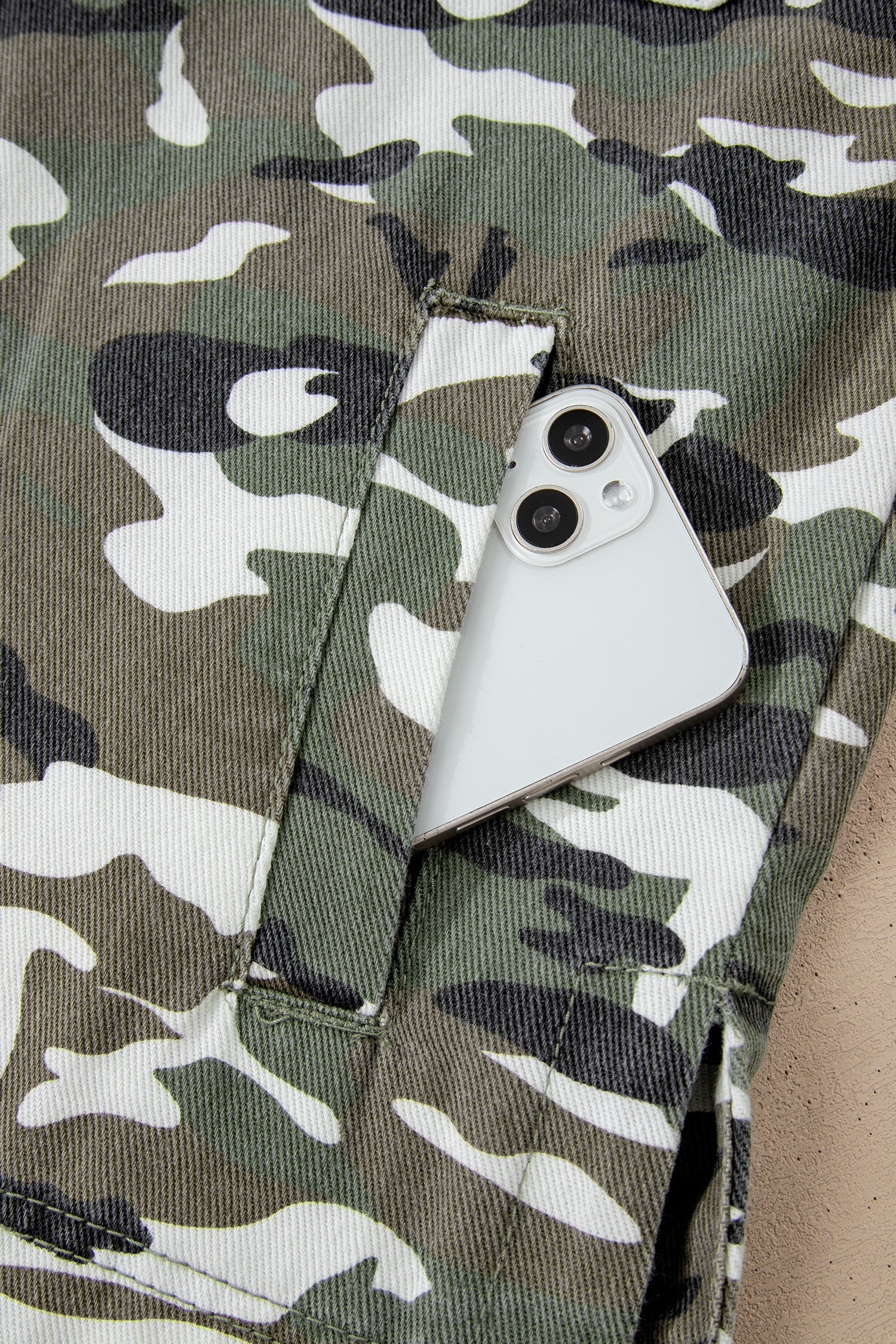 Green Camo Chest Pockets Loose Jean Jacket-TOPS / DRESSES-[Adult]-[Female]-2022 Online Blue Zone Planet