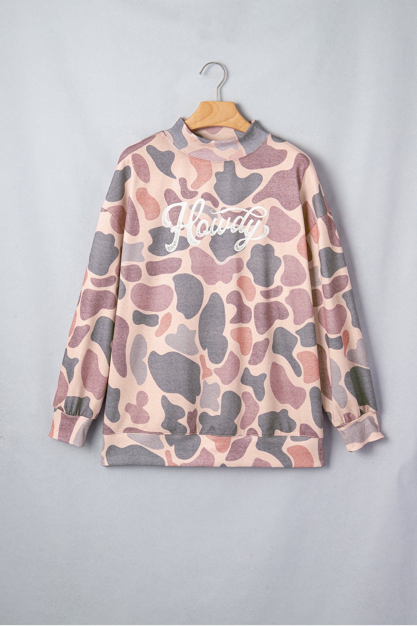 Multicolour Camo Print Howdy Western Style Baggy Pullover Sweatshirt-Tops/Sweatshirts & Hoodies-[Adult]-[Female]-2022 Online Blue Zone Planet