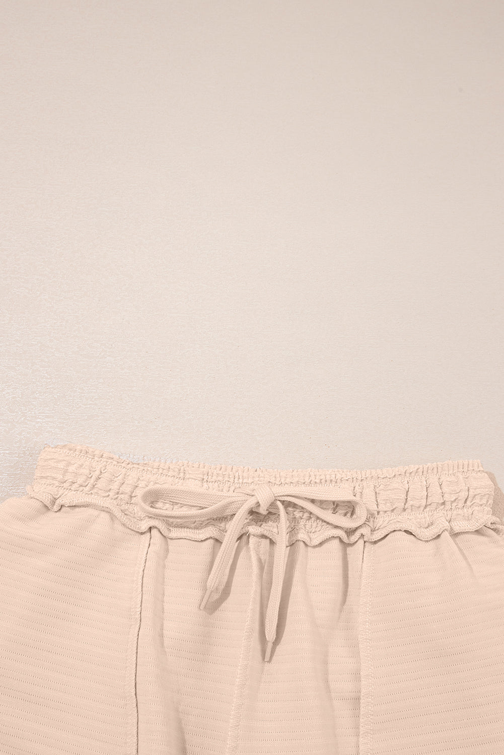 Apricot Textured V Neck T Shirt And Shorts Set-Two Piece Sets/Short Sets-[Adult]-[Female]-2022 Online Blue Zone Planet