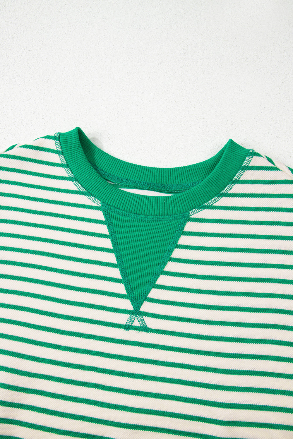 Bright Green Contrast Detail Striped Ruffle Short Sleeve Top-Tops/Blouses & Shirts-[Adult]-[Female]-2022 Online Blue Zone Planet
