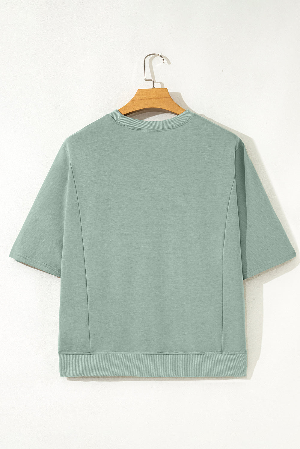 Clearly Aqua Floral Patched Half Sleeve Tunic Top-Tops/Tops & Tees-[Adult]-[Female]-2022 Online Blue Zone Planet
