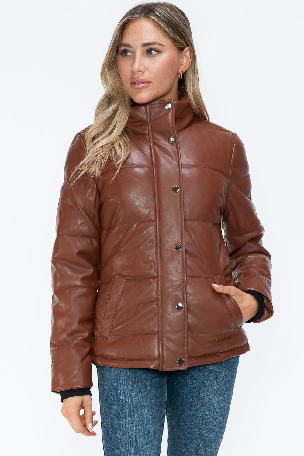 Blue Zone Planet | YMI Pocketed Zip Up Turtleneck Puffer Jacket-TOPS / DRESSES-[Adult]-[Female]-2022 Online Blue Zone Planet