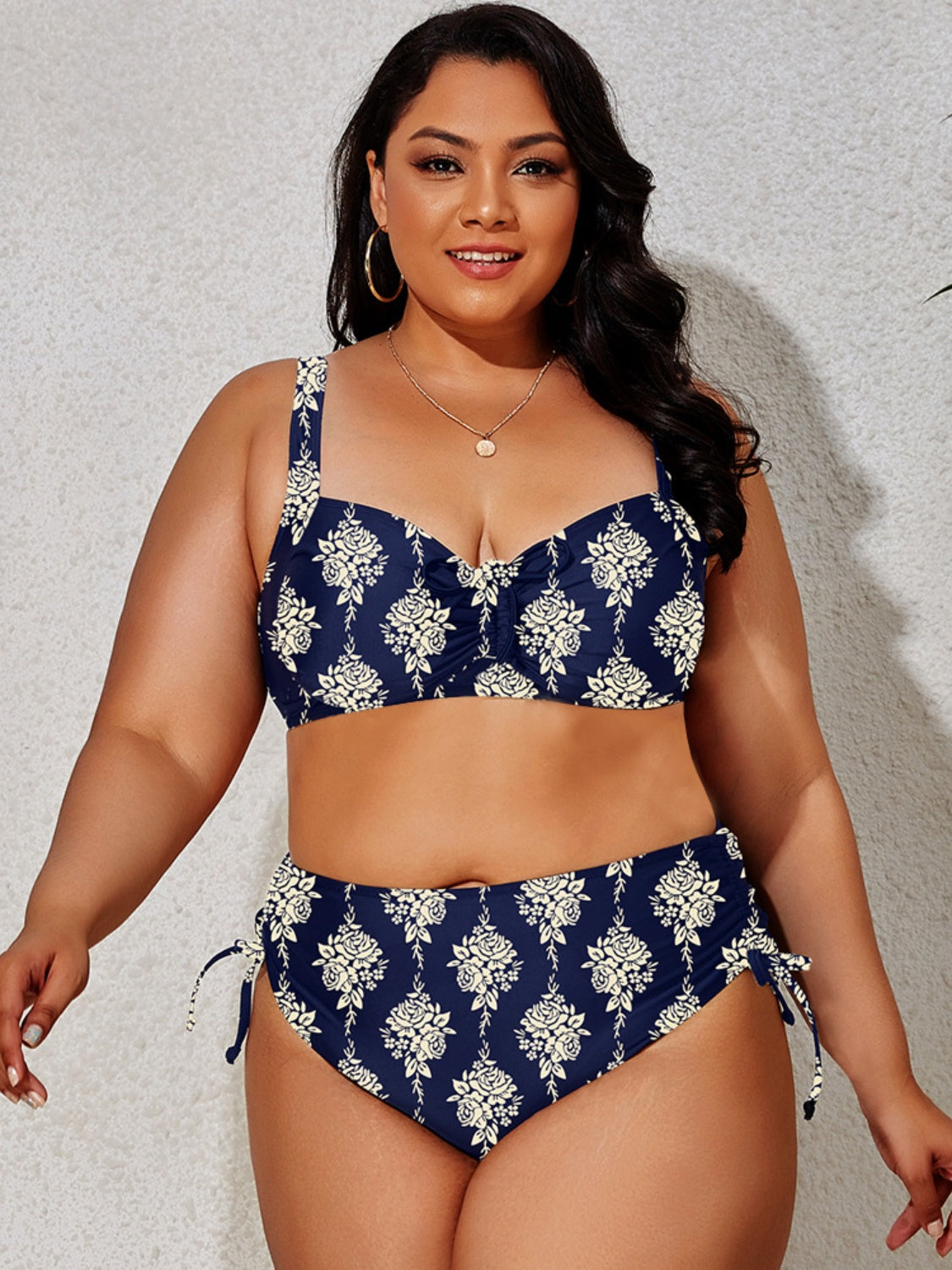 Blue Zone Planet | Plus Size Printed Wide Strap Two-Piece Swim Set-TOPS / DRESSES-[Adult]-[Female]-Indigo-L-2022 Online Blue Zone Planet