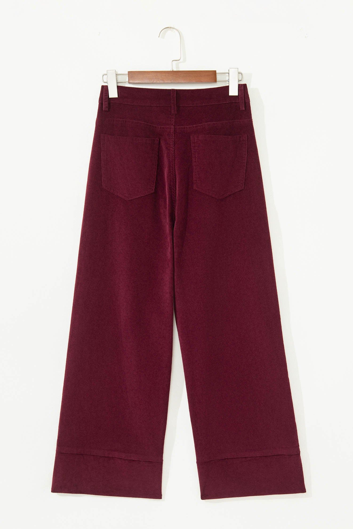 Burgundy Corduroy Solid Color High Waist Wide Leg Pants-Bottoms/Pants & Culotte-[Adult]-[Female]-2022 Online Blue Zone Planet