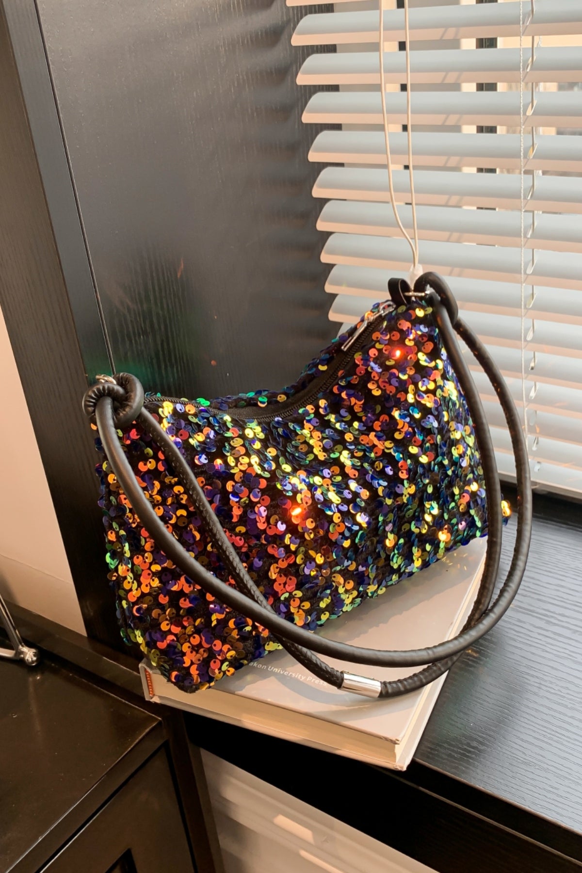 Sequin Double Strap Shoulder Bag-HANDBAGS-[Adult]-[Female]-2022 Online Blue Zone Planet